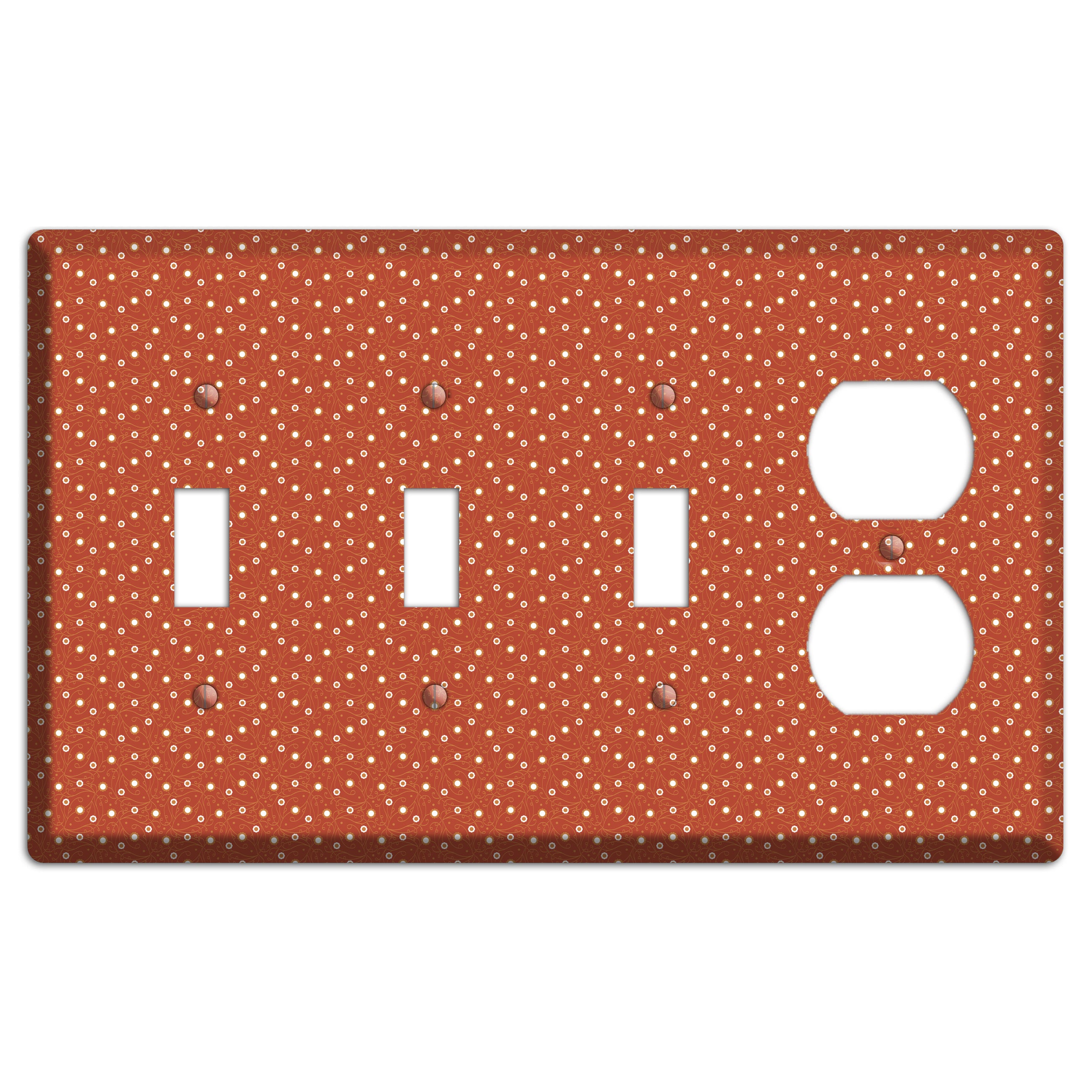 Tiny Red Vine Floral 3 Toggle / Duplex Wallplate