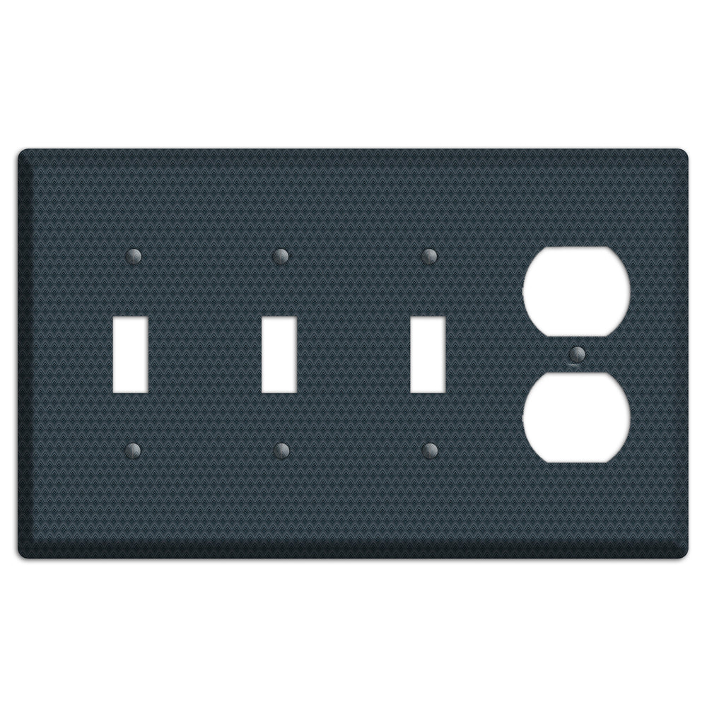 Navy Tiny Scallop 3 Toggle / Duplex Wallplate