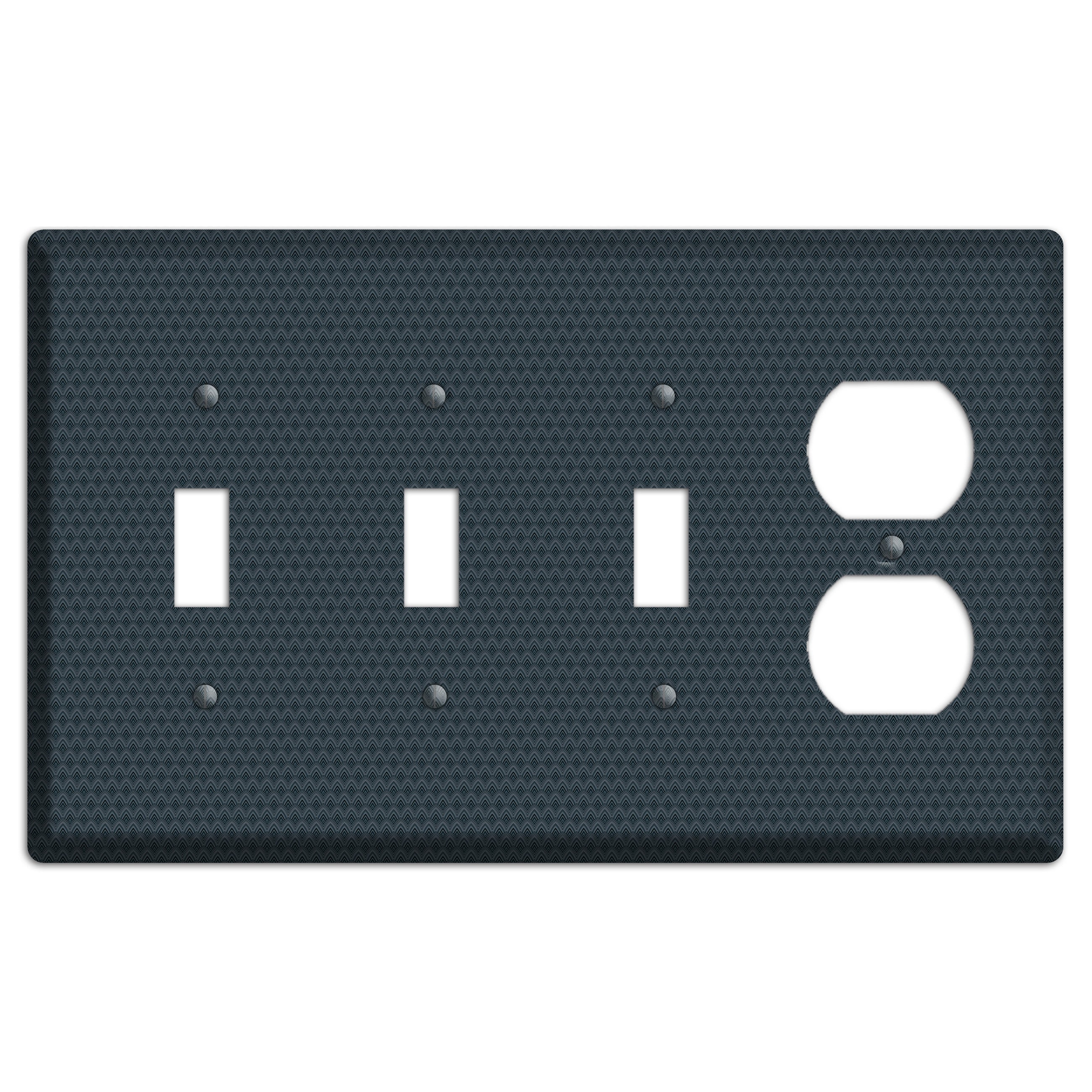 Navy Tiny Scallop 3 Toggle / Duplex Wallplate