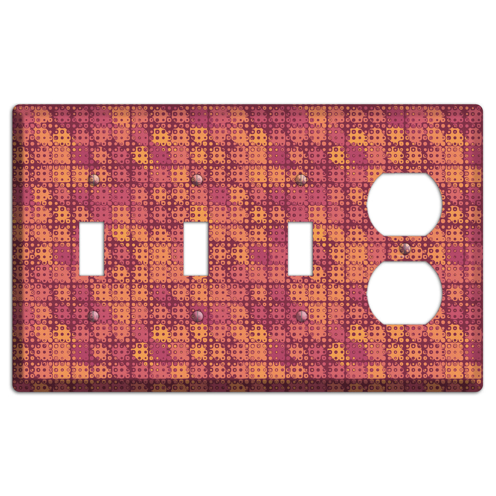 Coral Grunge Squares 3 Toggle / Duplex Wallplate