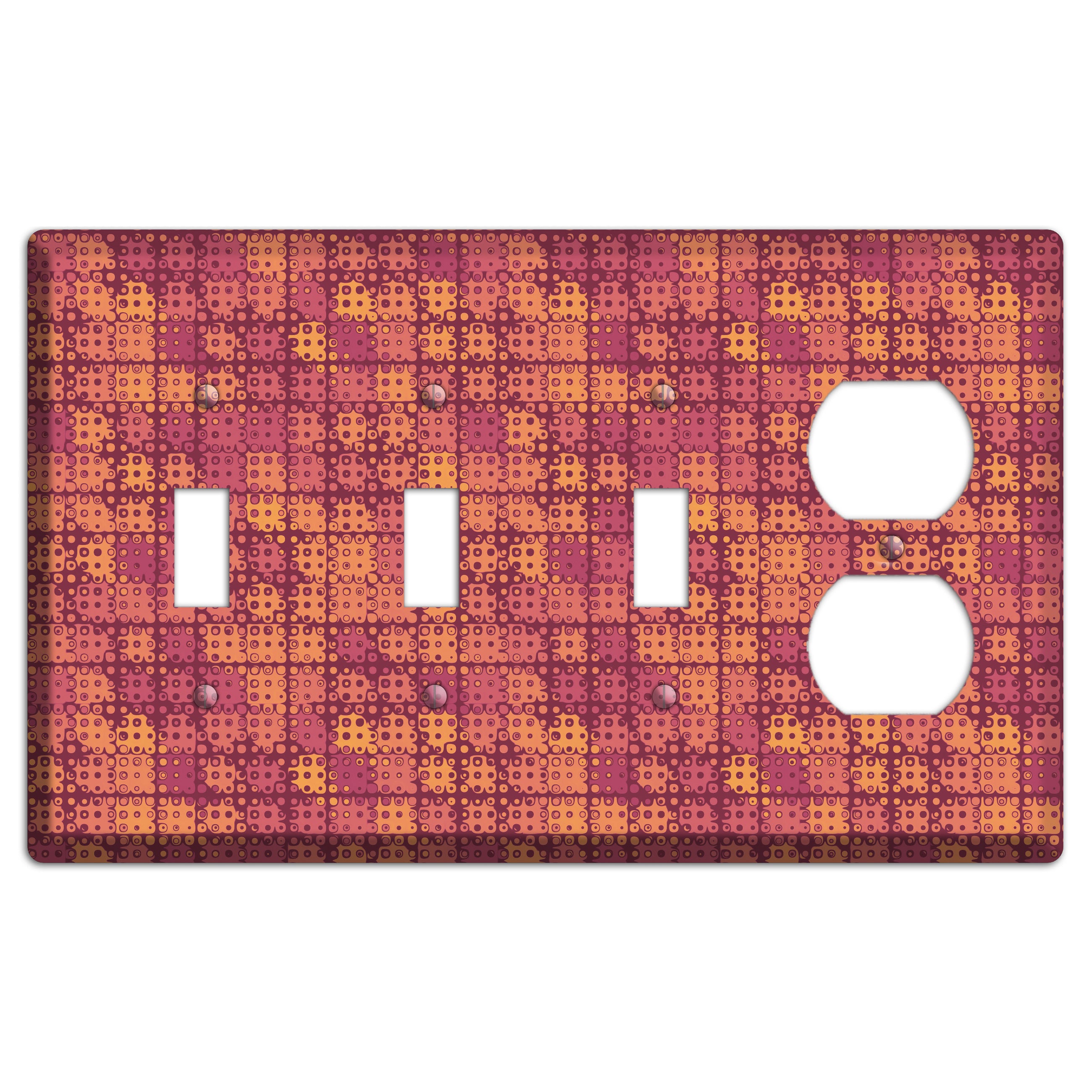 Coral Grunge Squares 3 Toggle / Duplex Wallplate