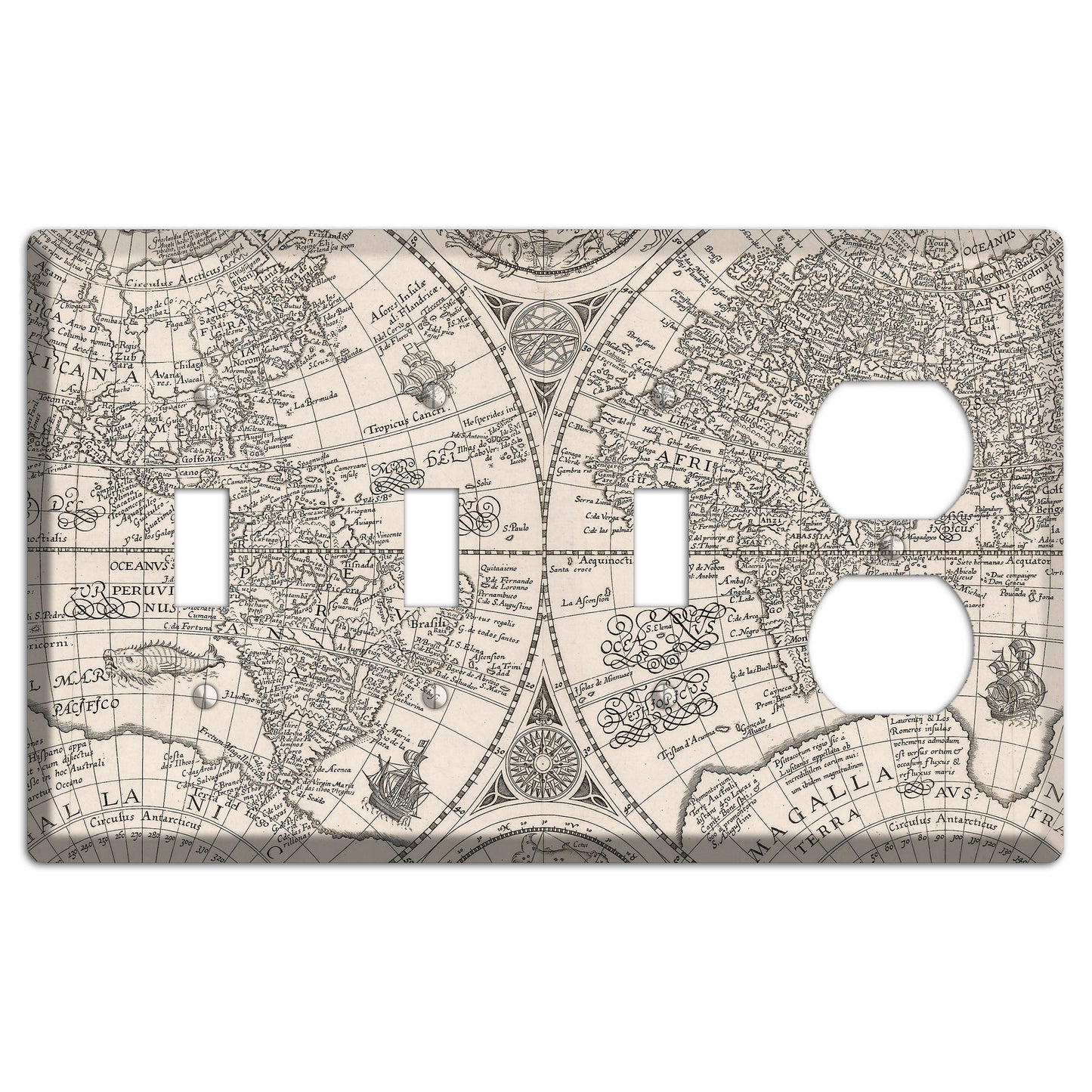Map of South America 3 Toggle / Duplex Wallplate