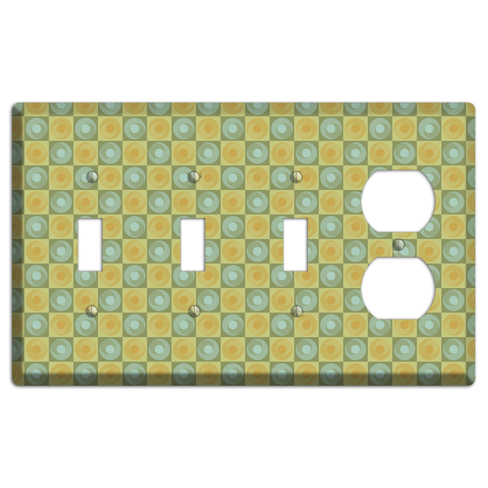 Green and Yellow Squares 3 Toggle / Duplex Wallplate