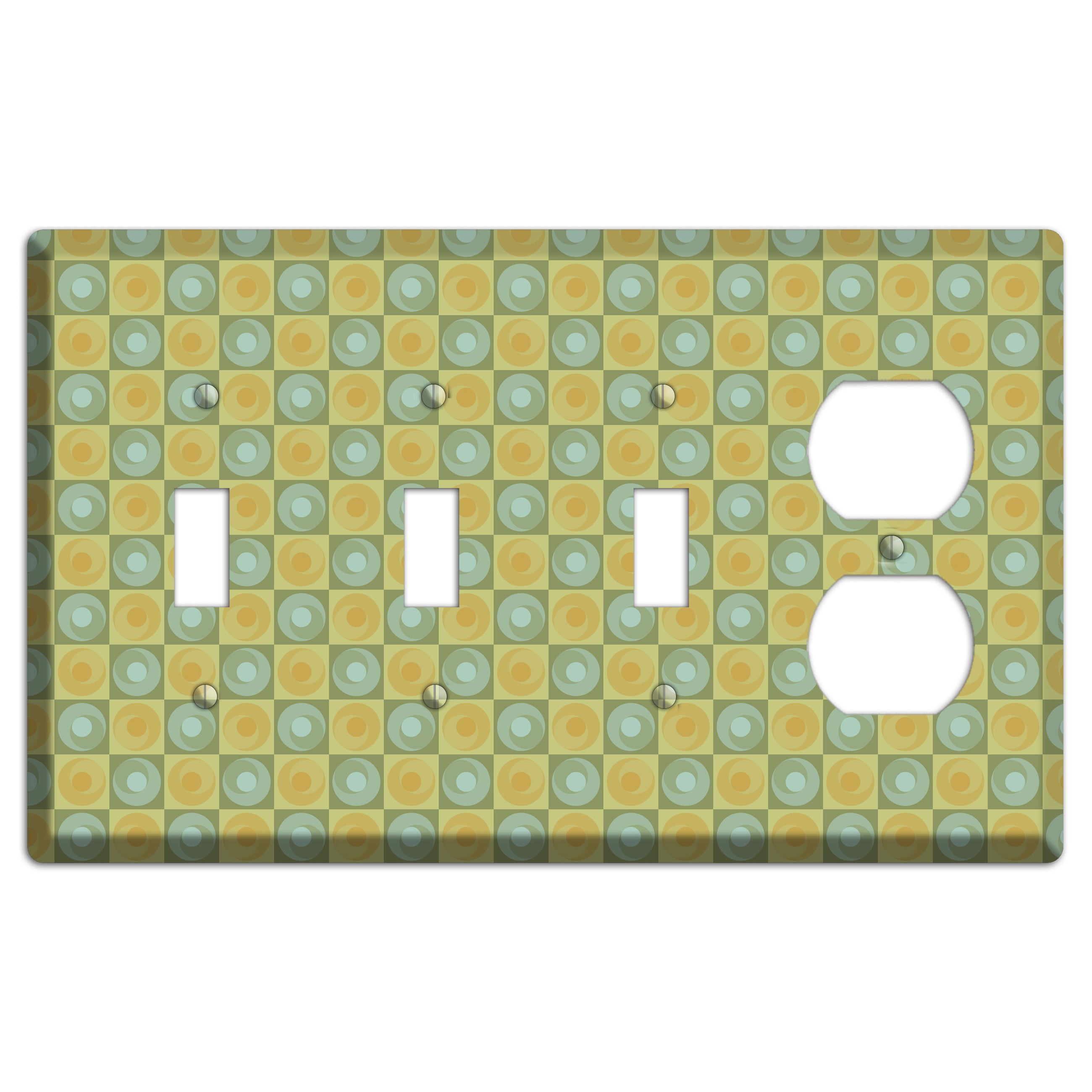 Green and Yellow Squares 3 Toggle / Duplex Wallplate