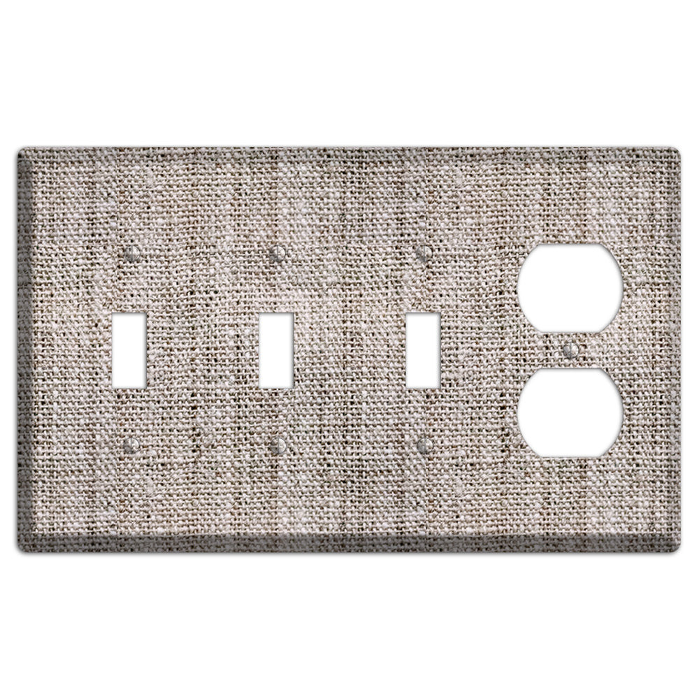 Natural Gray Burlap 3 Toggle / Duplex Wallplate