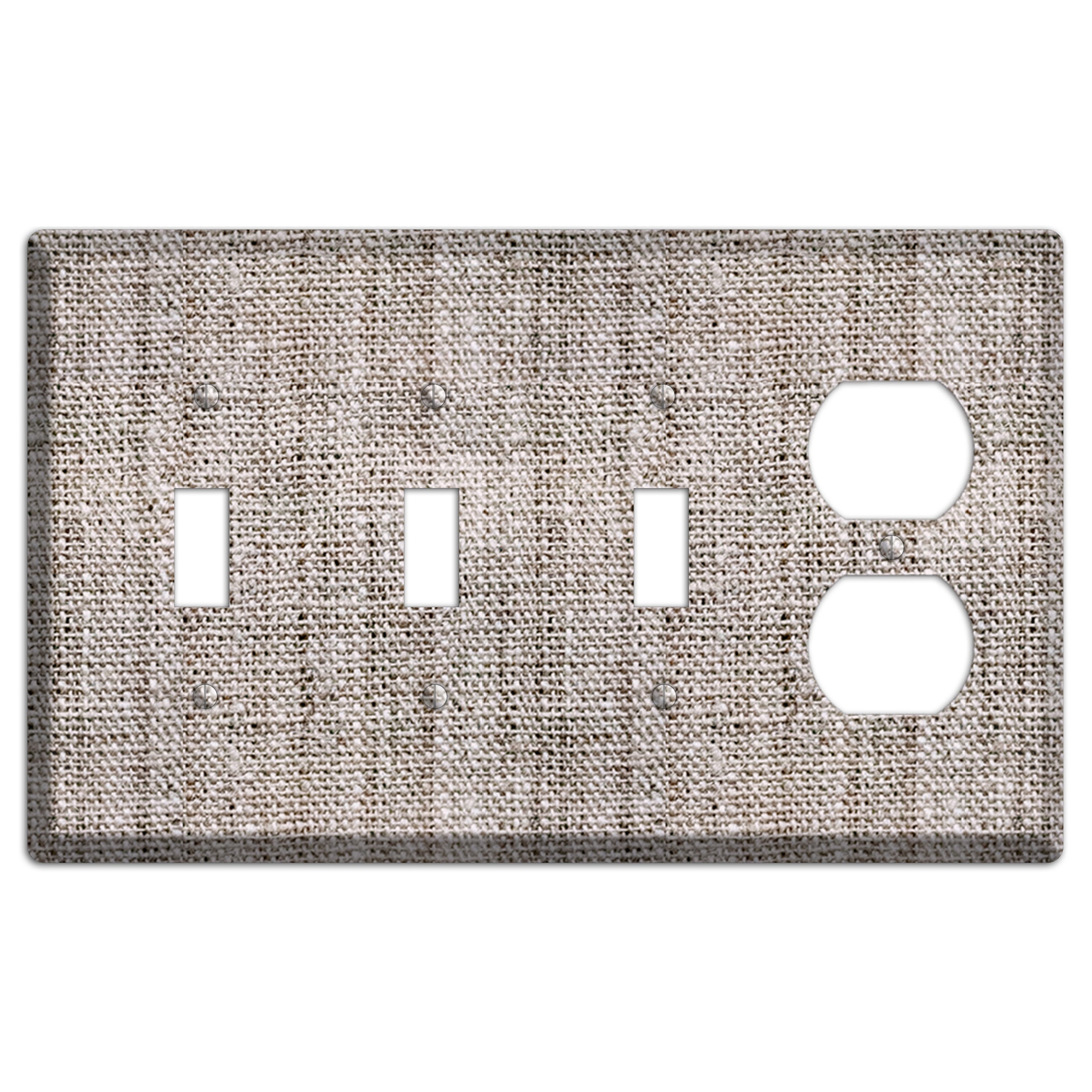 Natural Gray Burlap 3 Toggle / Duplex Wallplate