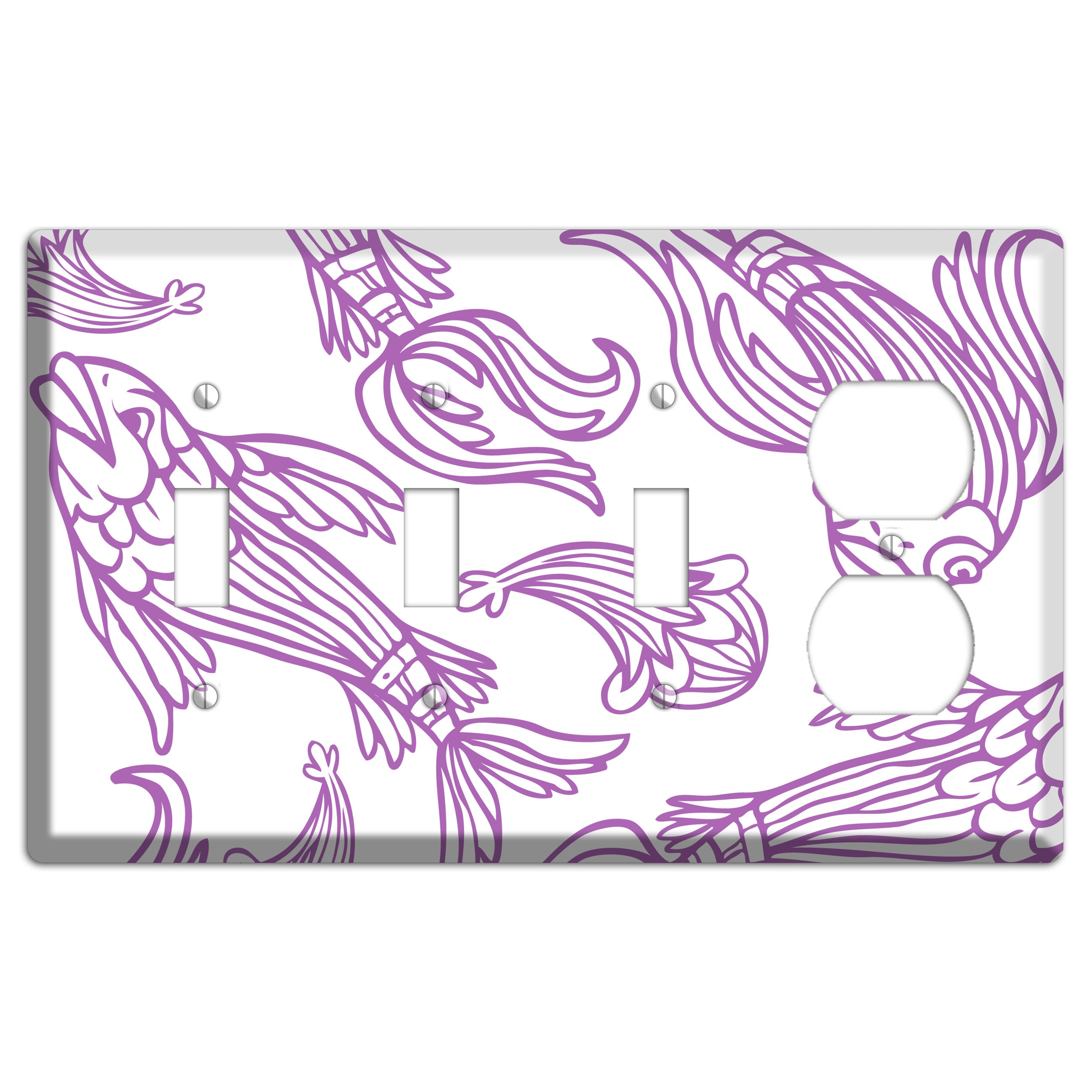 Purple and White Koi 3 Toggle / Duplex Wallplate