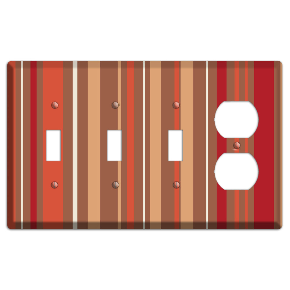 Multi Coral Vertical Stripe 3 Toggle / Duplex Wallplate