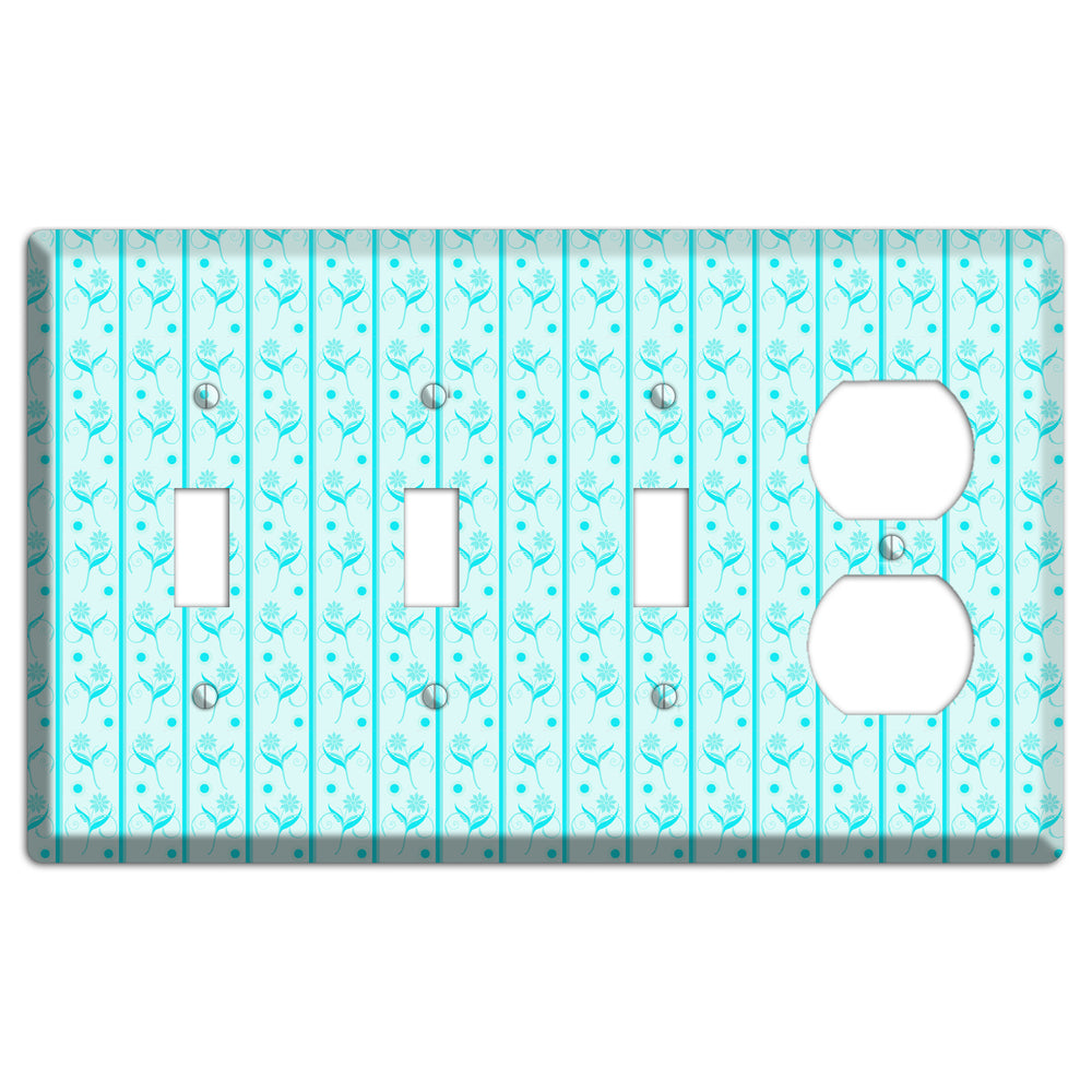 Teal Floral Pattern 3 Toggle / Duplex Wallplate