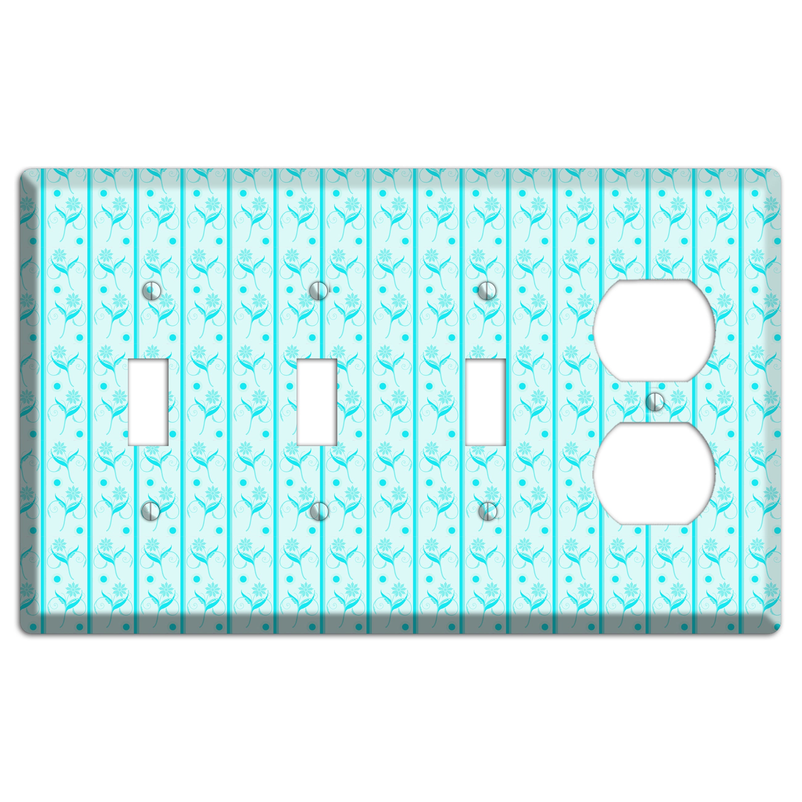 Teal Floral Pattern 3 Toggle / Duplex Wallplate