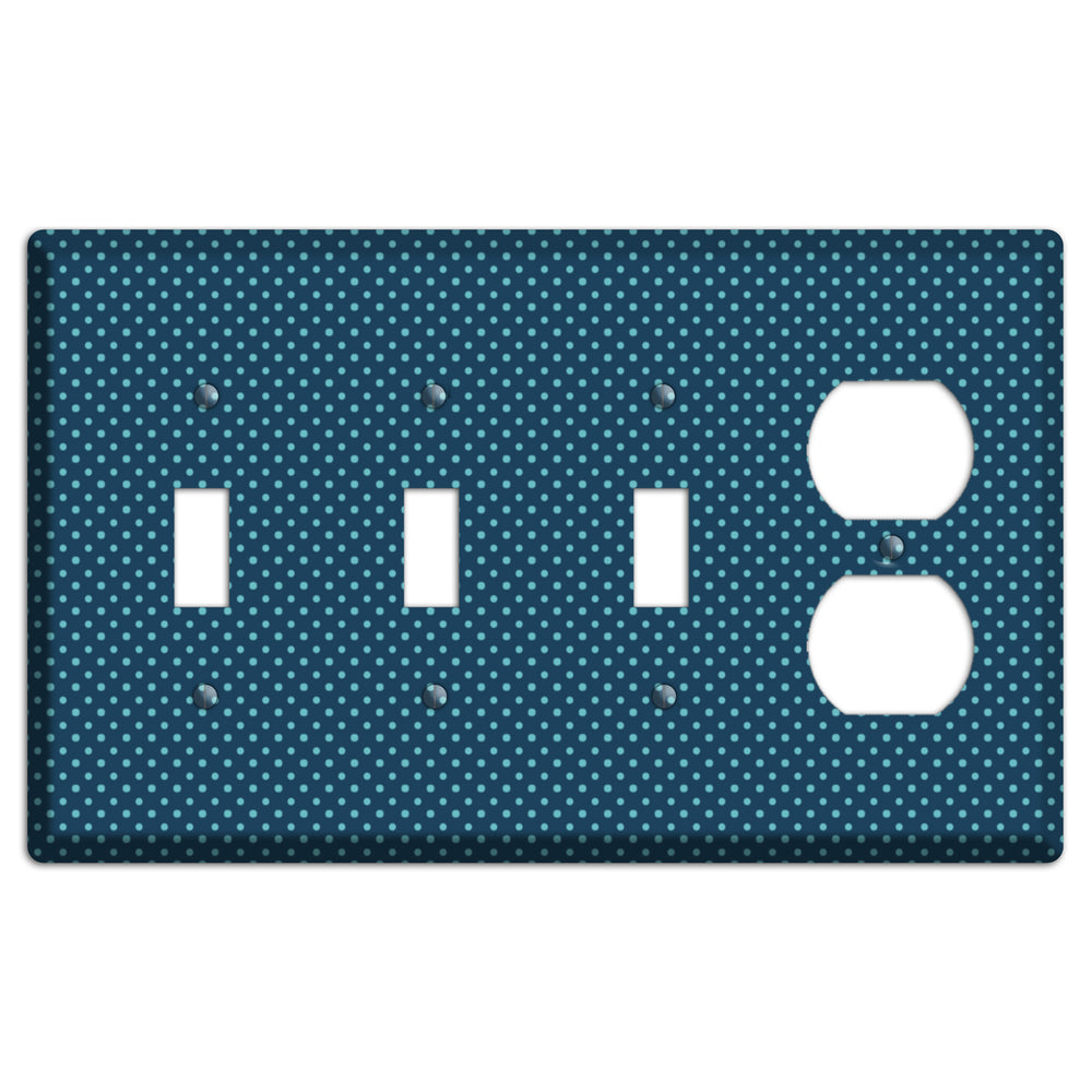 Multi Blue Tiny Polka Dots 3 Toggle / Duplex Wallplate