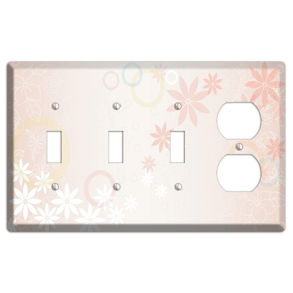 Mauve Floral 3 Toggle / Duplex Wallplate