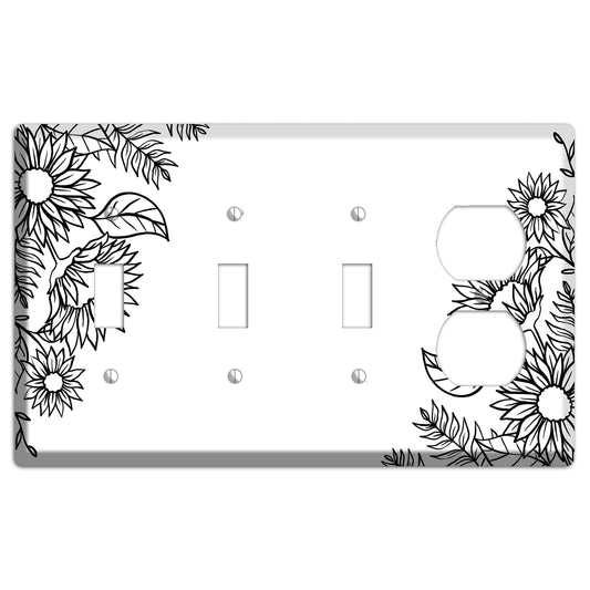 Hand-Drawn Floral 5 3 Toggle / Duplex Wallplate