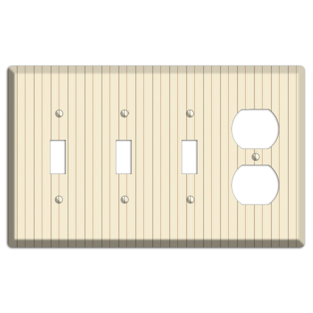 Off White Pinstripe 3 Toggle / Duplex Wallplate