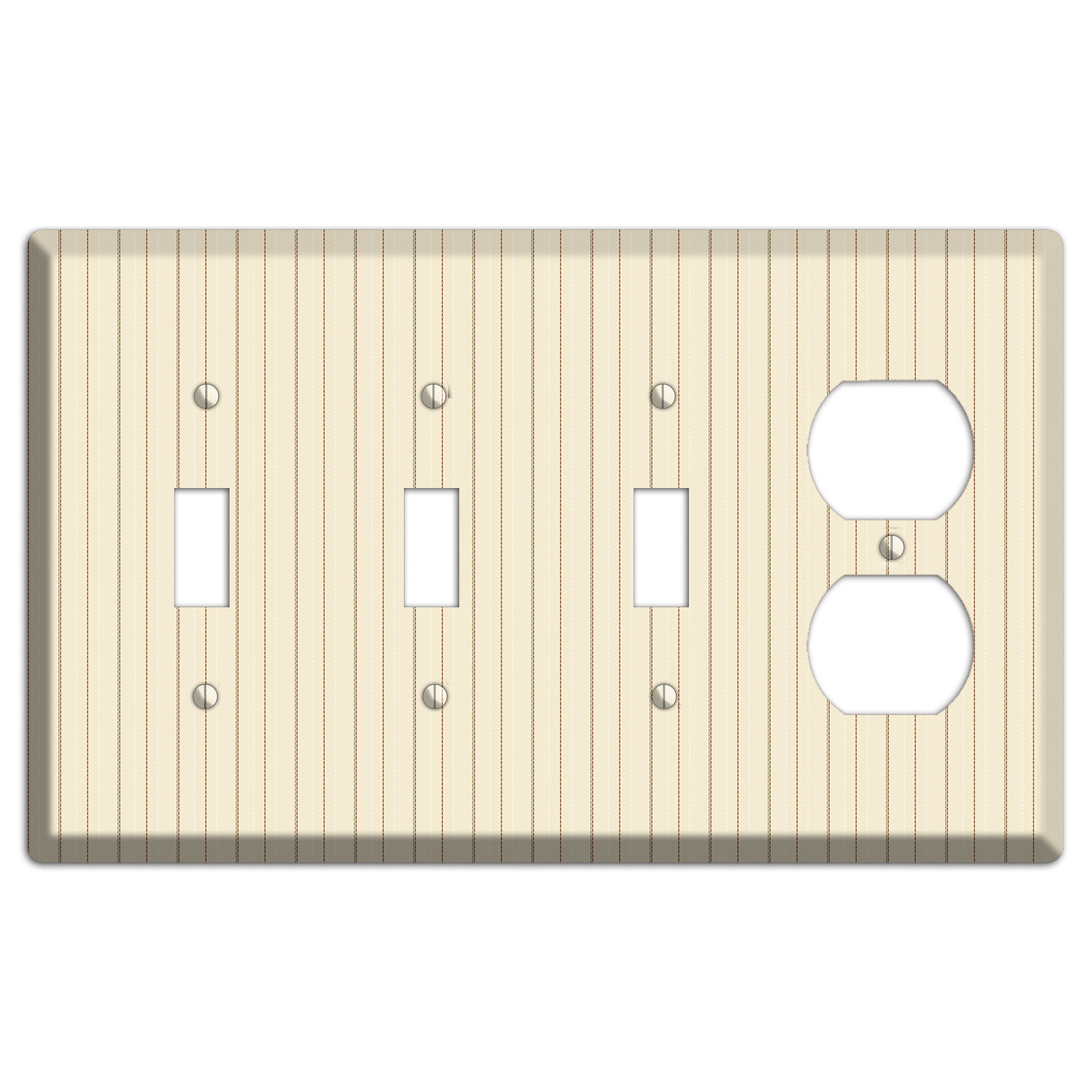 Off White Pinstripe 3 Toggle / Duplex Wallplate
