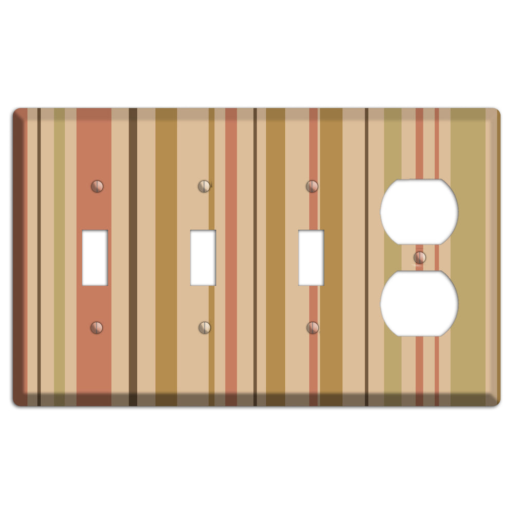 Multi Dusty Pink Vertical Stripes 3 Toggle / Duplex Wallplate