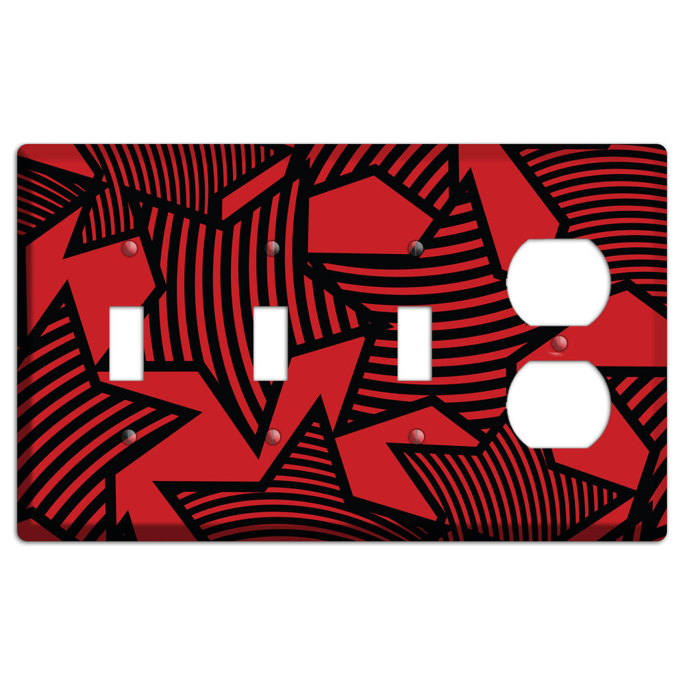 Red with Large Black Stars 3 Toggle / Duplex Wallplate