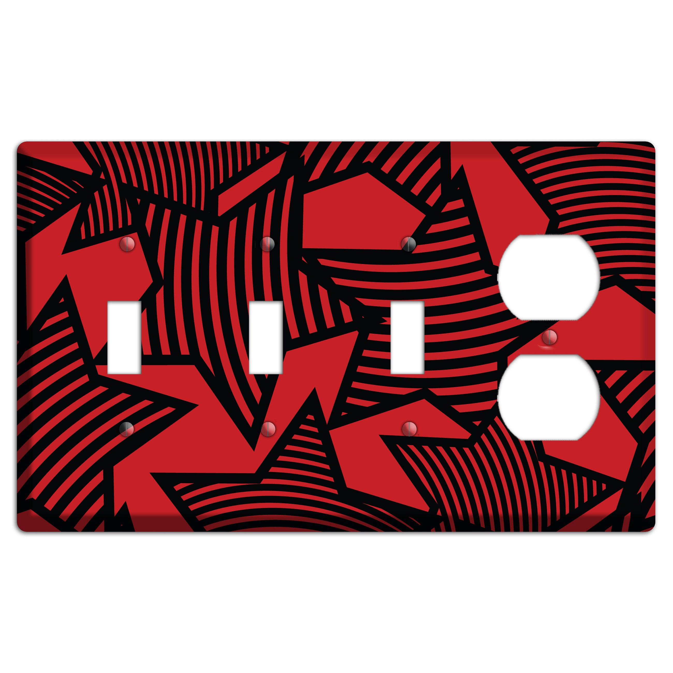 Red with Large Black Stars 3 Toggle / Duplex Wallplate