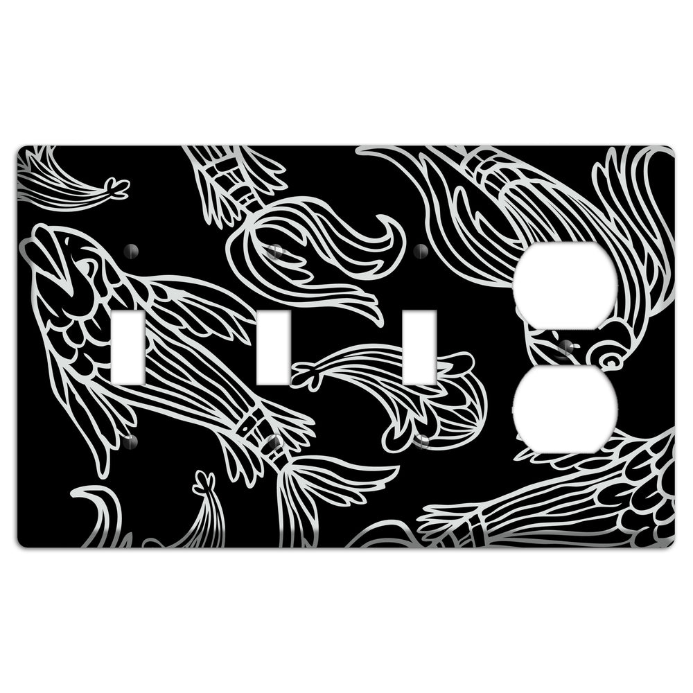 Black and White Koi 3 Toggle / Duplex Wallplate