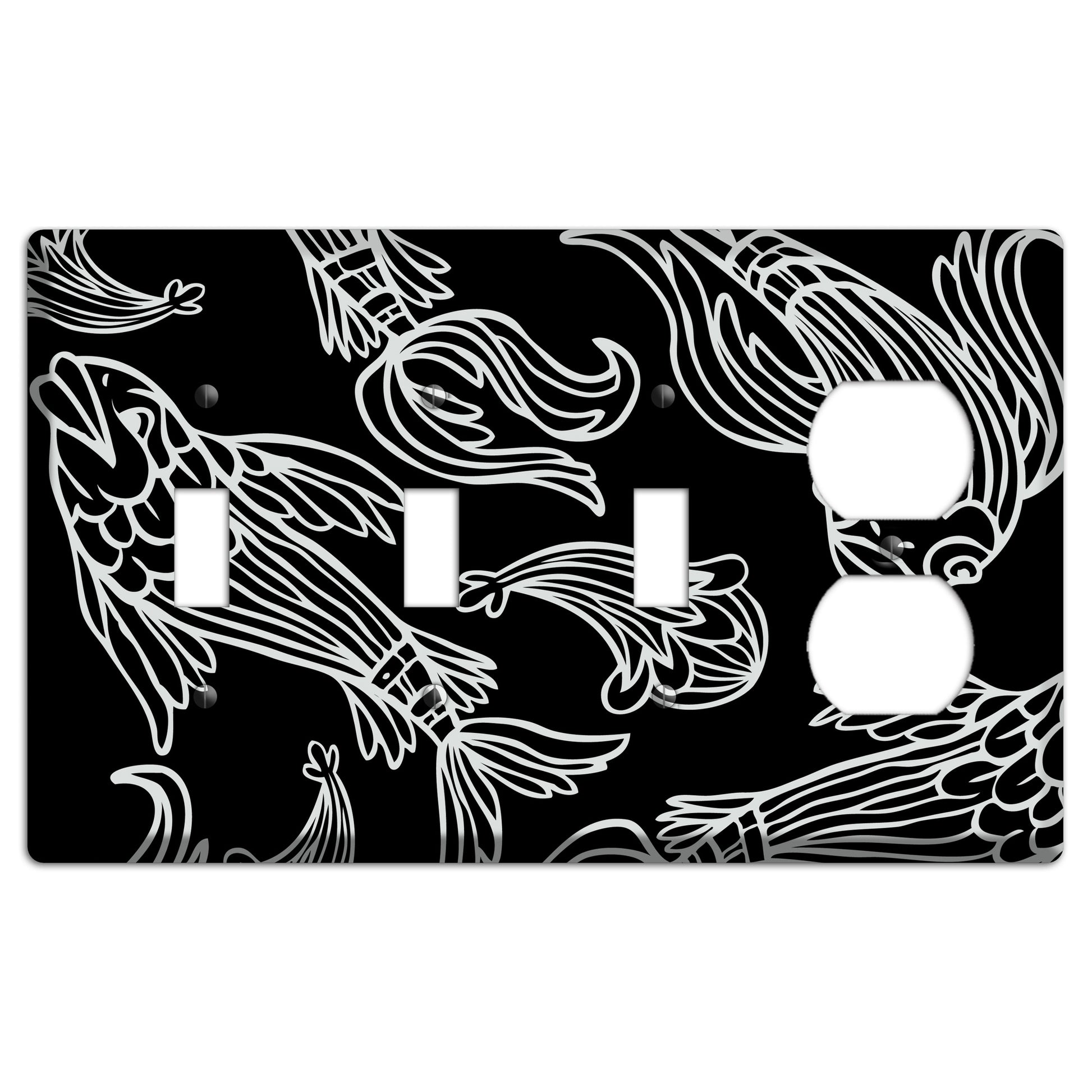 Black and White Koi 3 Toggle / Duplex Wallplate