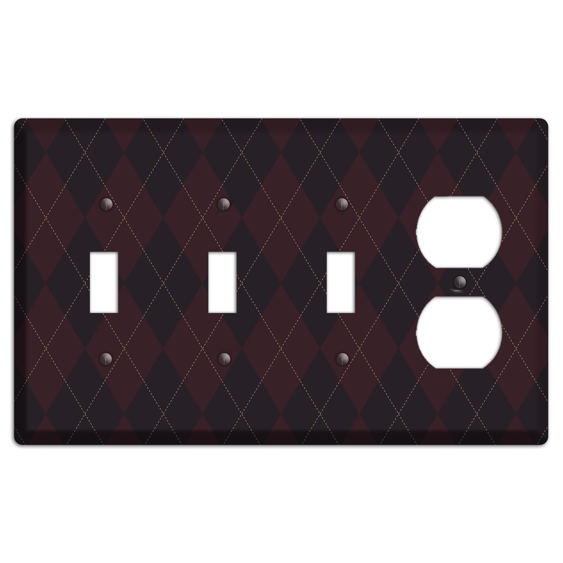 Black Argyle 3 Toggle / Duplex Wallplate