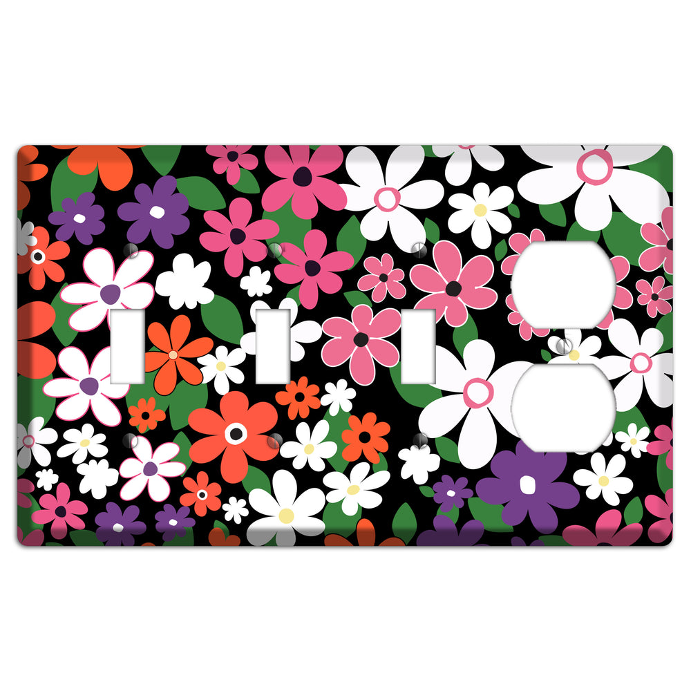 Hippie Flowers 3 Toggle / Duplex Wallplate