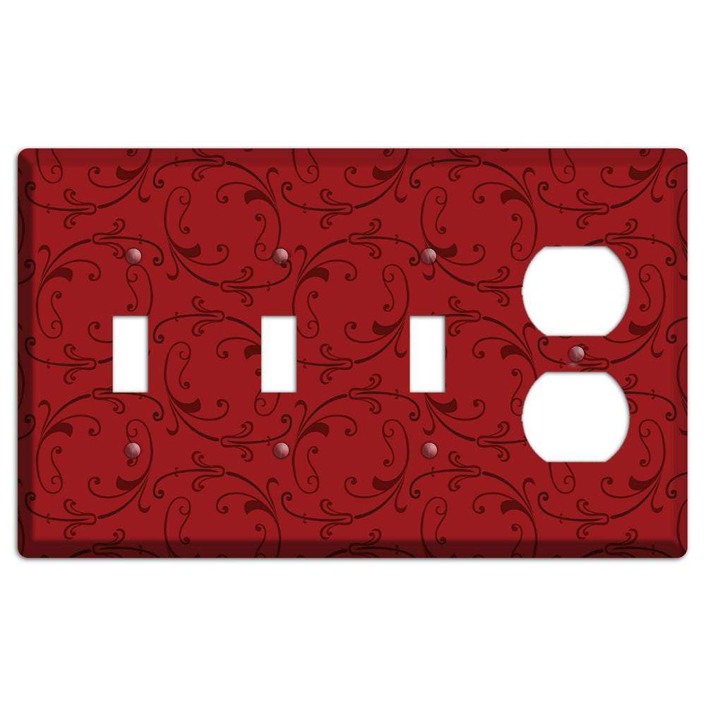 Red Victorian Sprig 3 Toggle / Duplex Wallplate