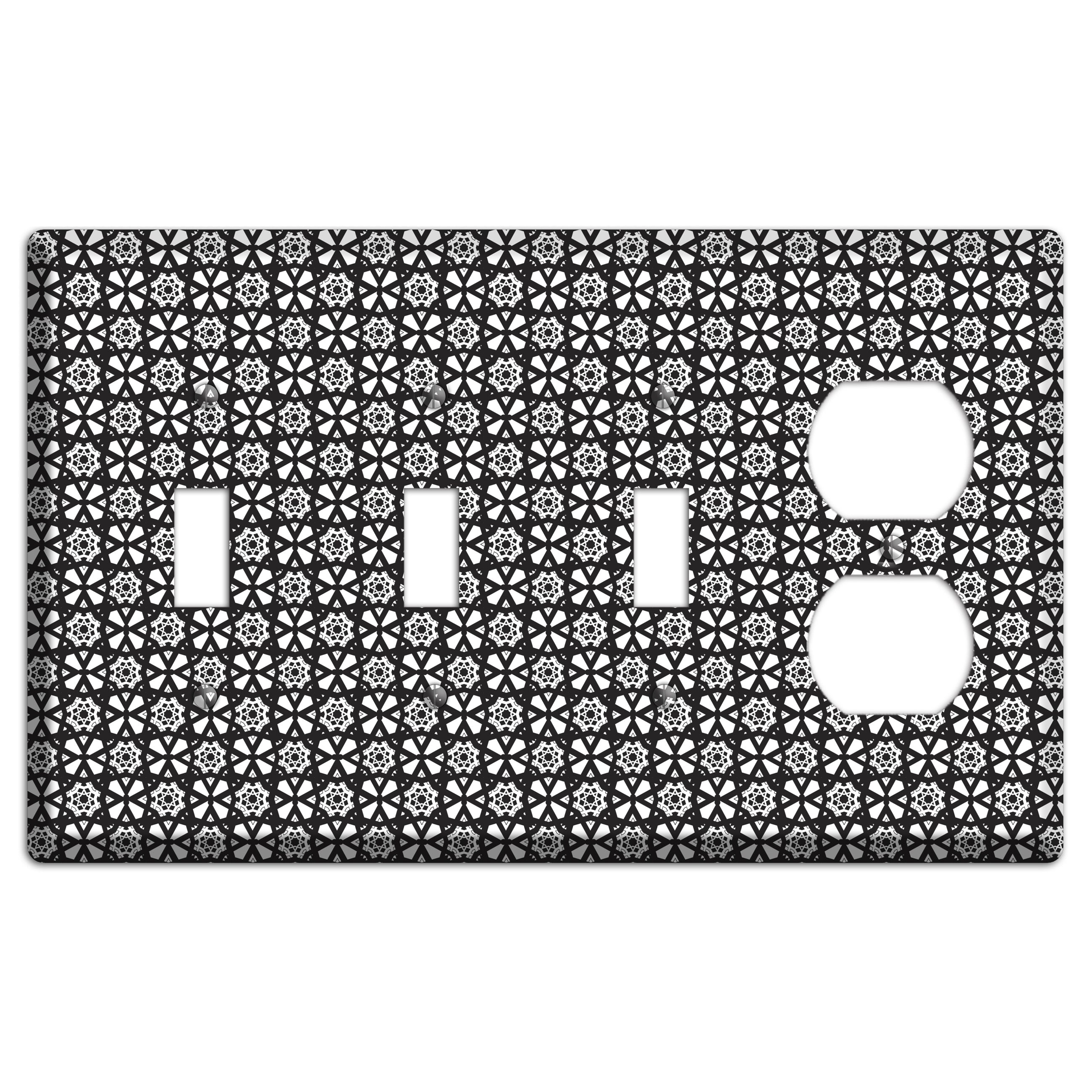 White with Black Arabesque 3 Toggle / Duplex Wallplate