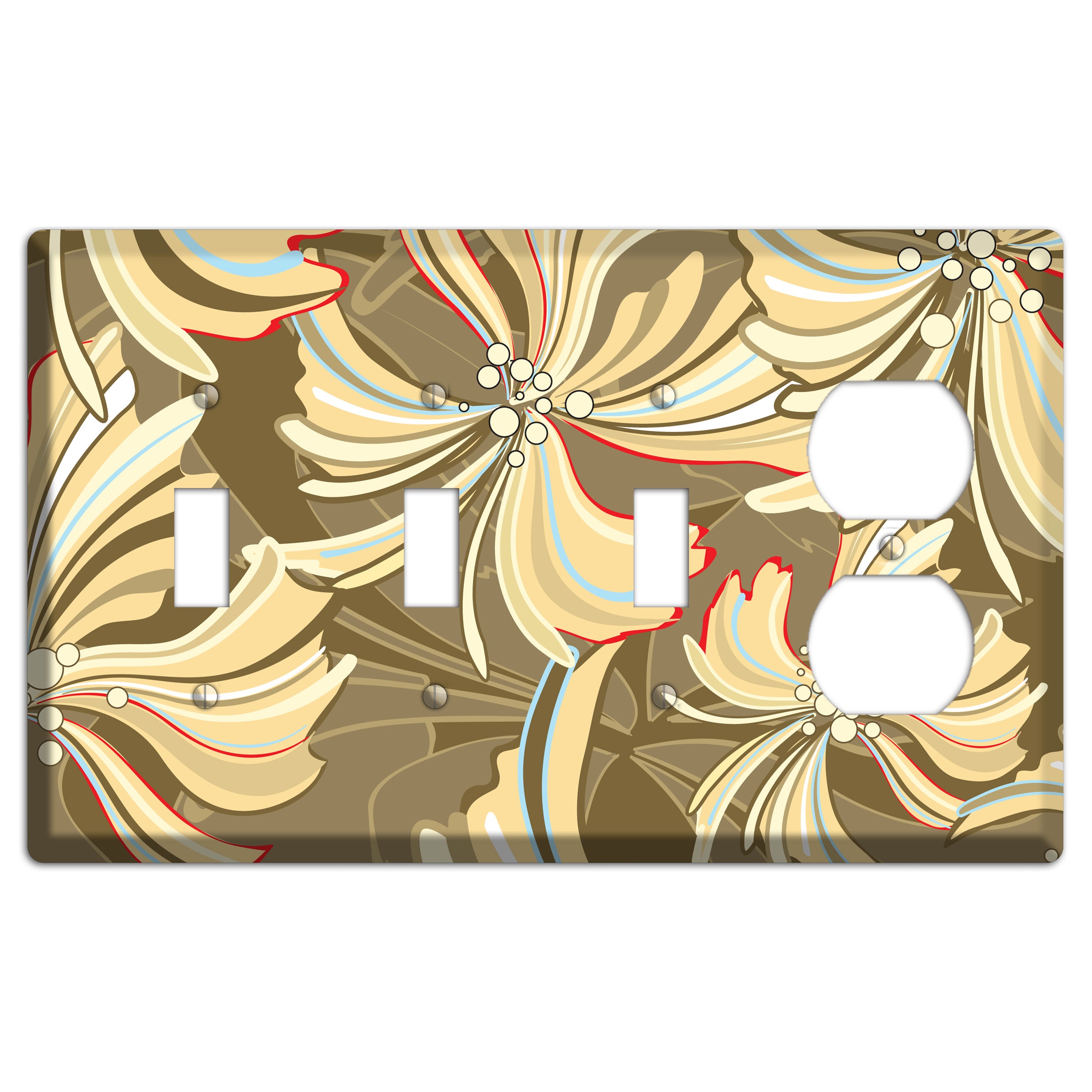 Brown Deco Blossoms 3 Toggle / Duplex Wallplate