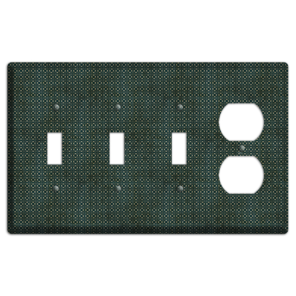 Dark Green Grunge Tiny Tiled Tapestry 5 3 Toggle / Duplex Wallplate