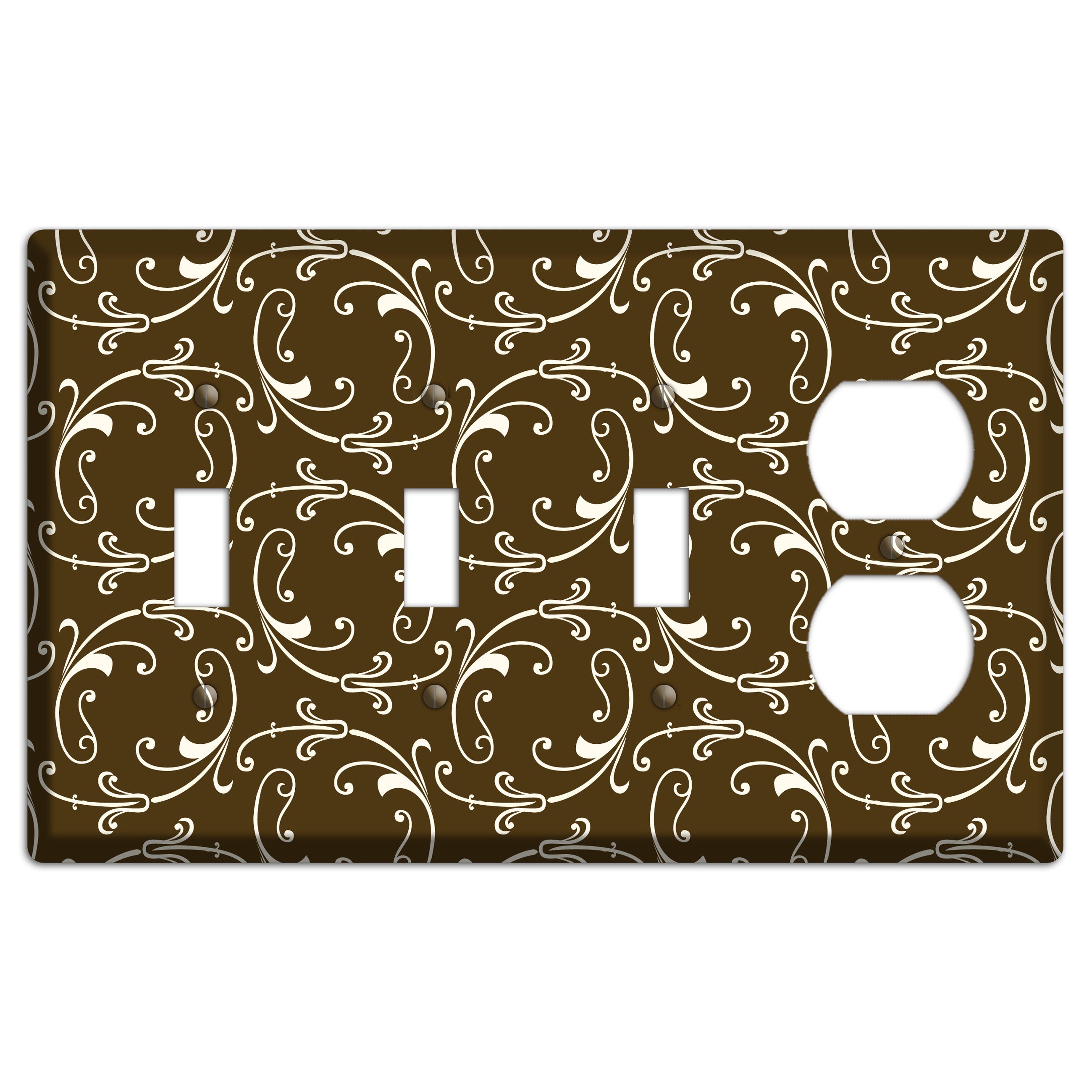 Brown Victorian Sprig 3 Toggle / Duplex Wallplate