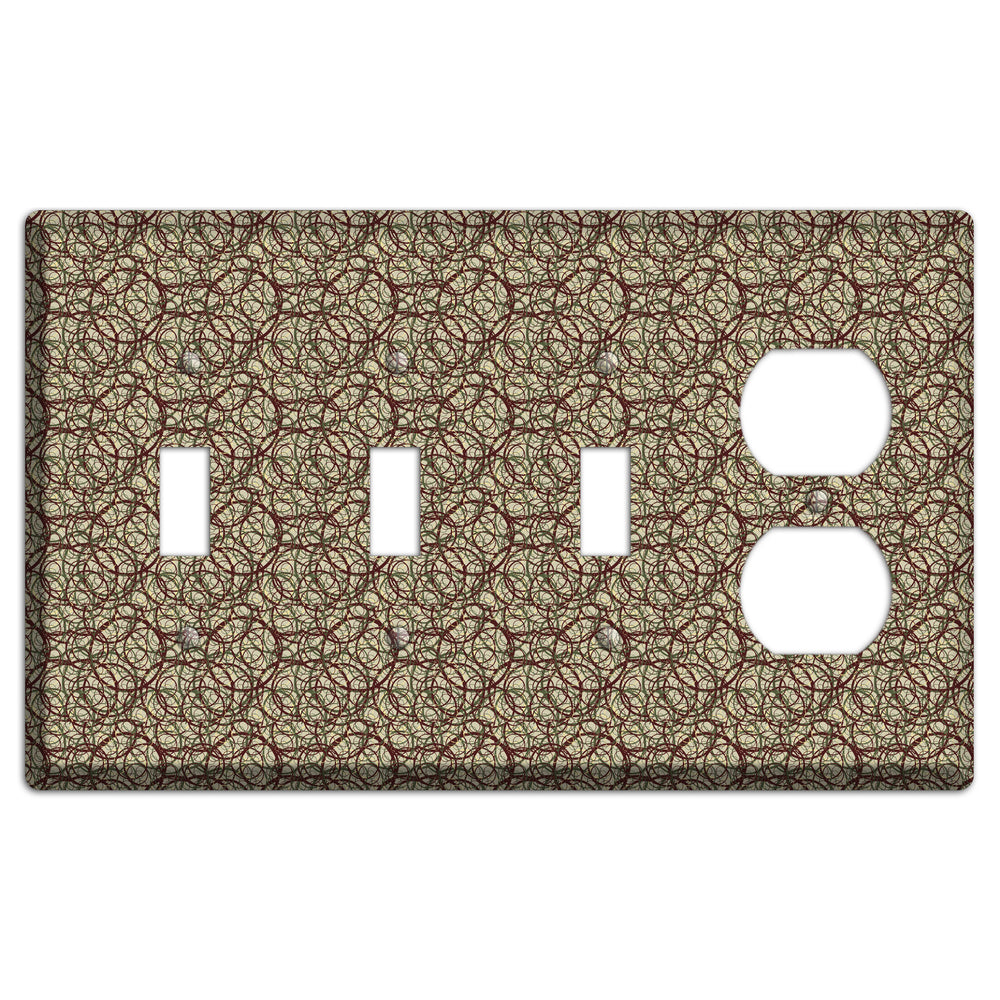 Brown and Burgundy Circles 3 Toggle / Duplex Wallplate