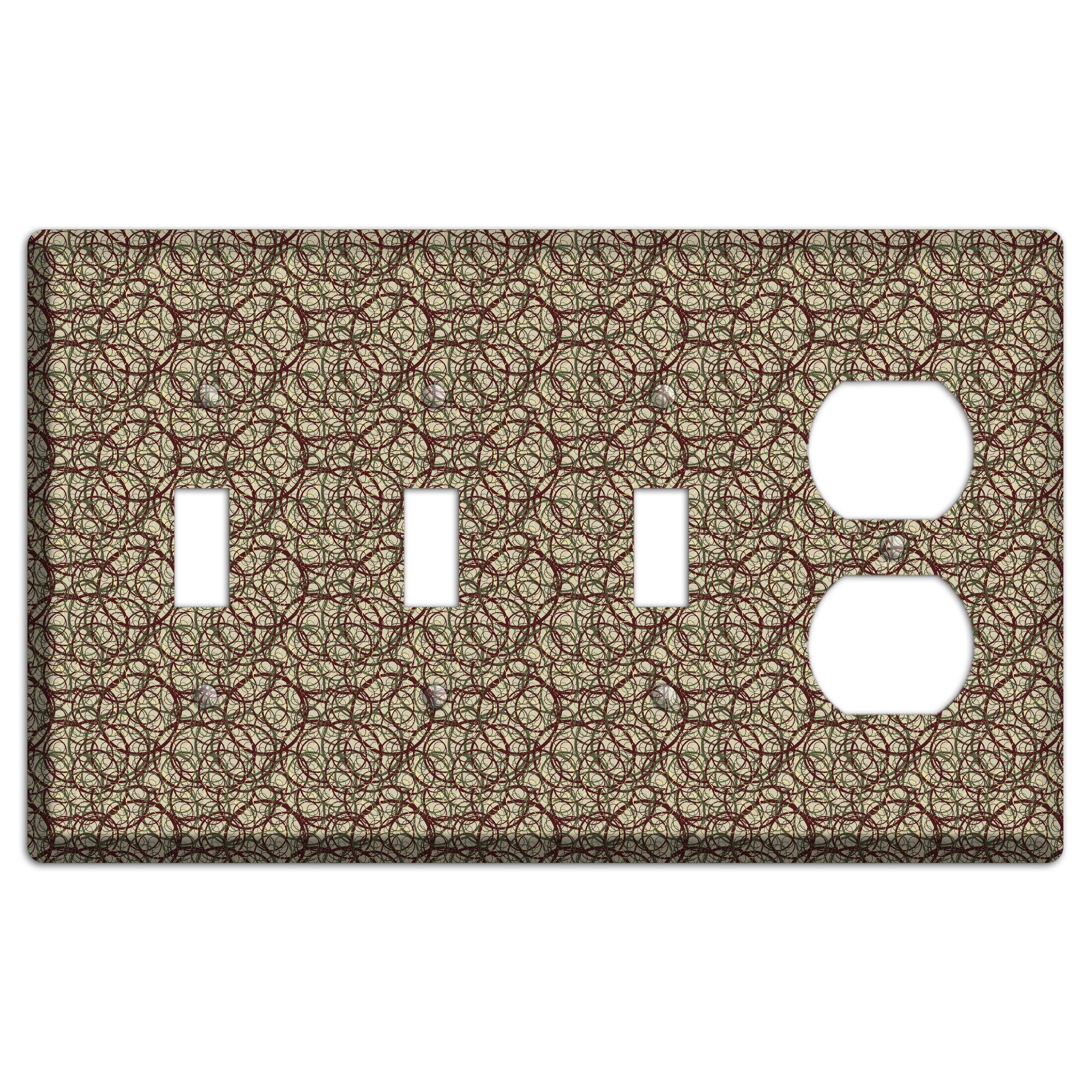 Brown and Burgundy Circles 3 Toggle / Duplex Wallplate