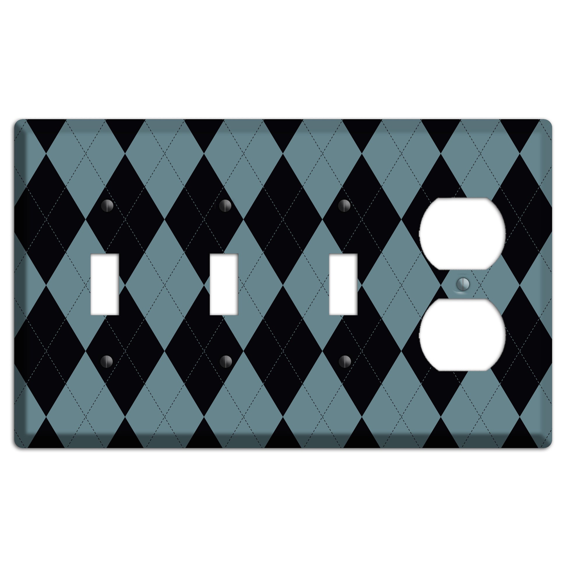 Blue and Black Argyle 3 Toggle / Duplex Wallplate
