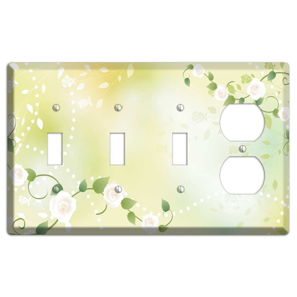 Green Delicate Flowers 3 Toggle / Duplex Wallplate