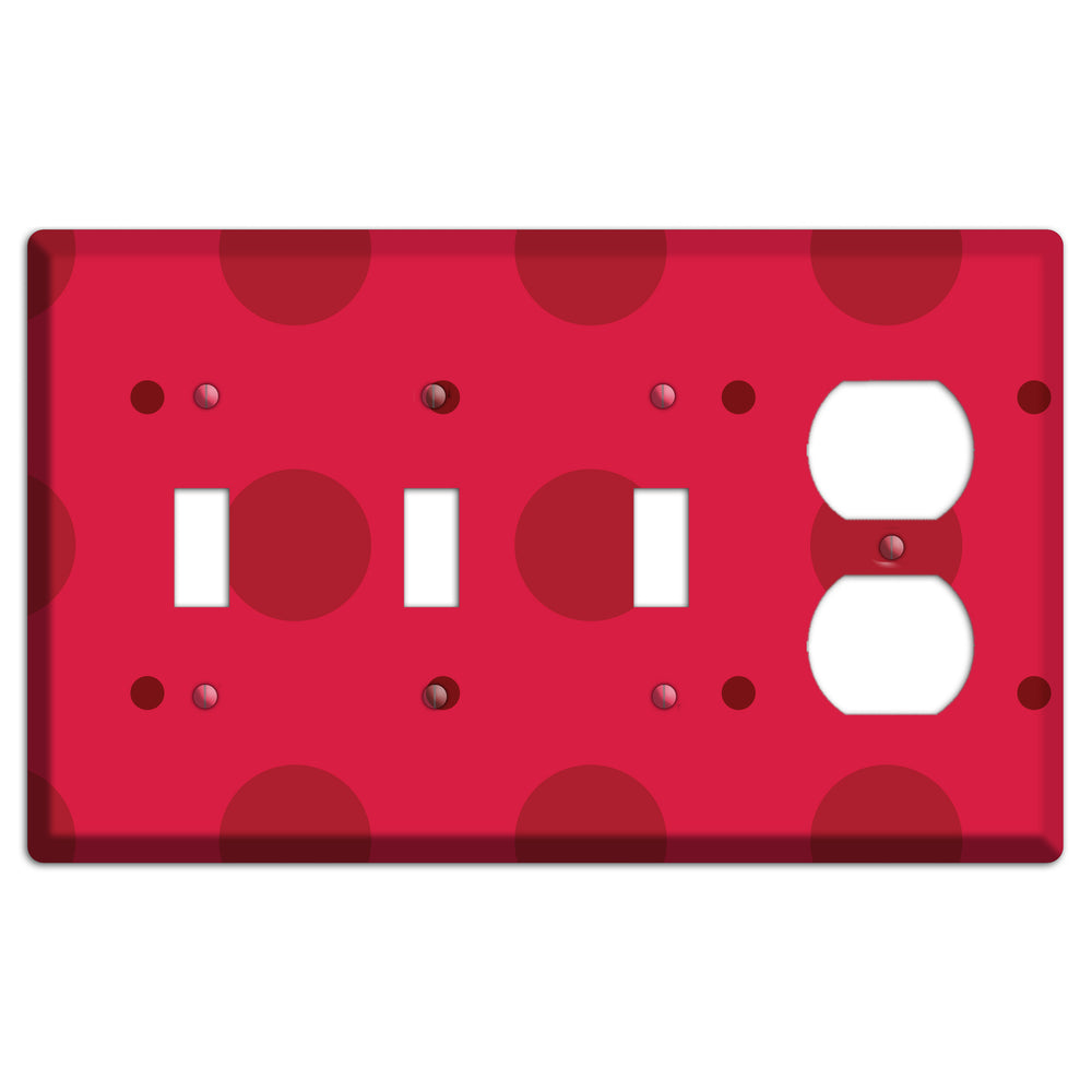 Red with Red Multi Tiled Medium Dots 3 Toggle / Duplex Wallplate