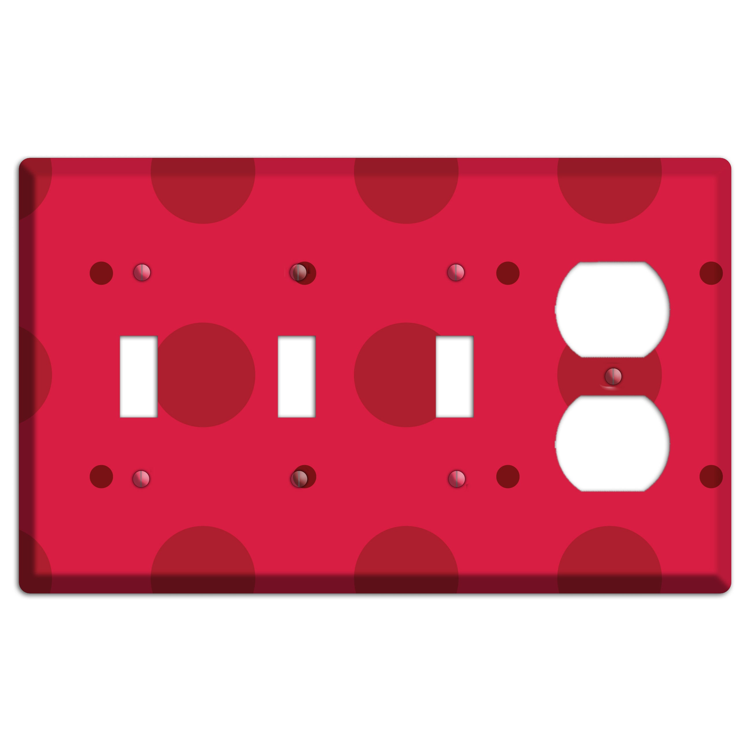 Red with Red Multi Tiled Medium Dots 3 Toggle / Duplex Wallplate