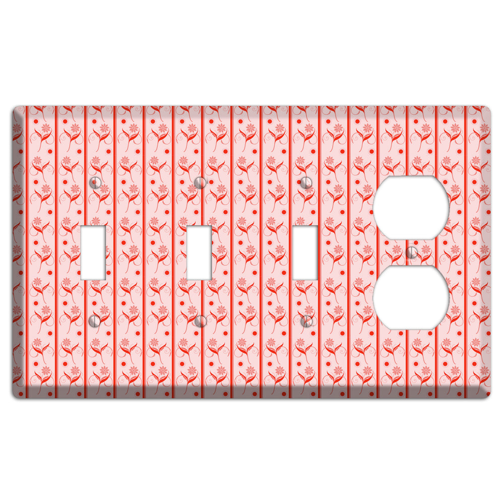 Salmon Floral Pattern 3 Toggle / Duplex Wallplate