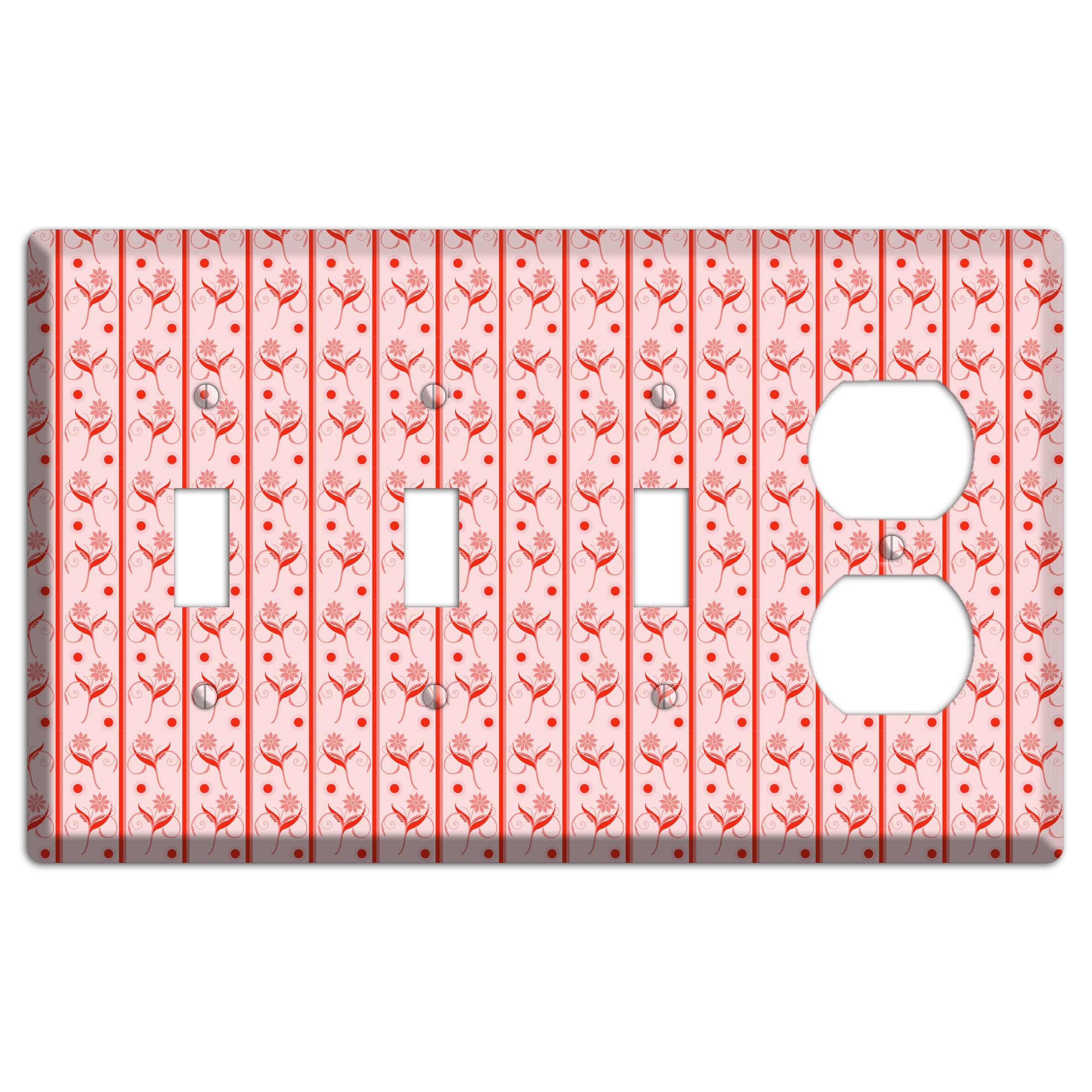 Salmon Floral Pattern 3 Toggle / Duplex Wallplate