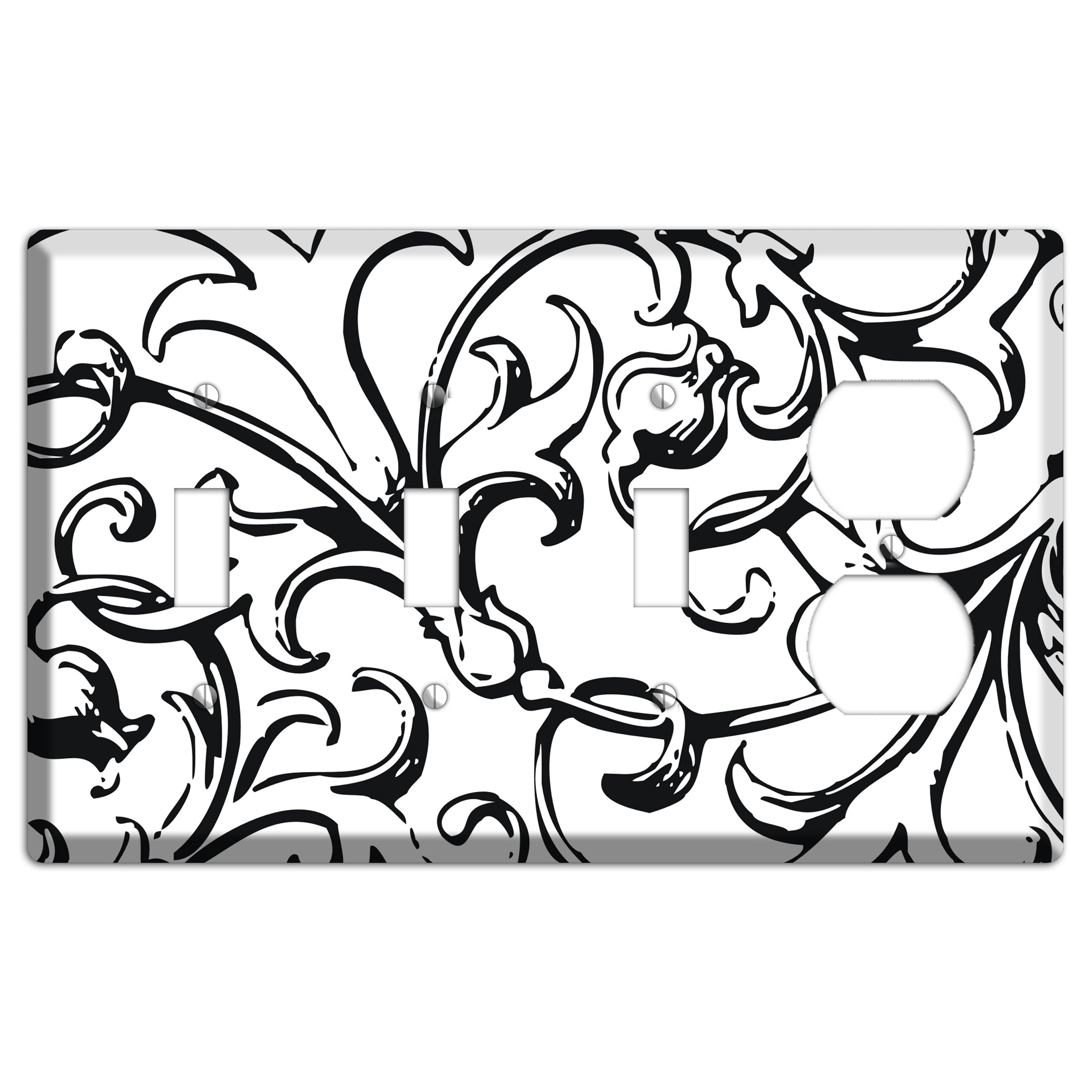 Victorian Black and White 3 Toggle / Duplex Wallplate