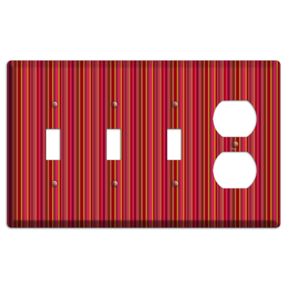 Multi Red Vertical Stripes 2 3 Toggle / Duplex Wallplate
