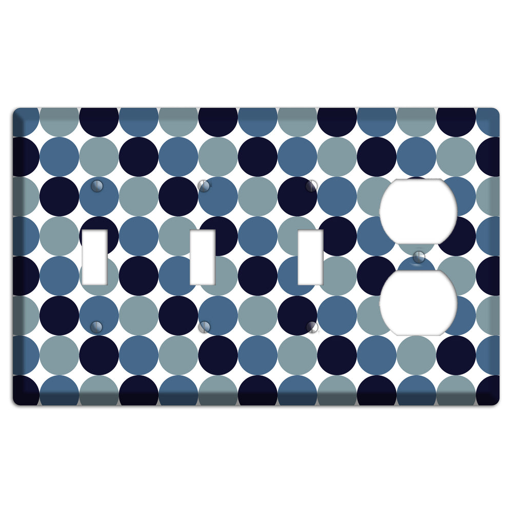 Multi Dusty Blue Tiled Dots 3 Toggle / Duplex Wallplate