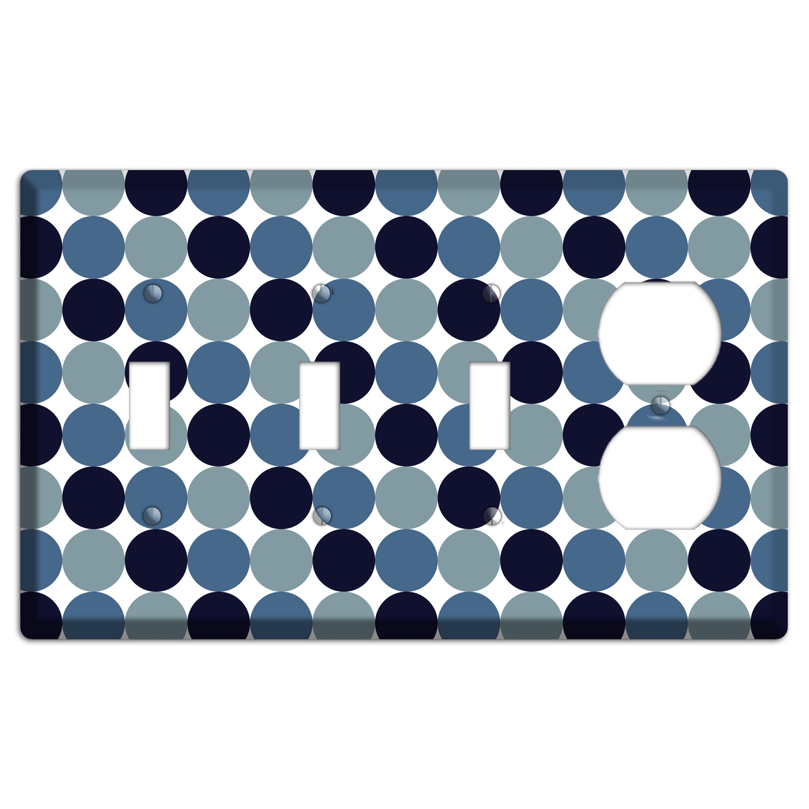 Multi Dusty Blue Tiled Dots 3 Toggle / Duplex Wallplate