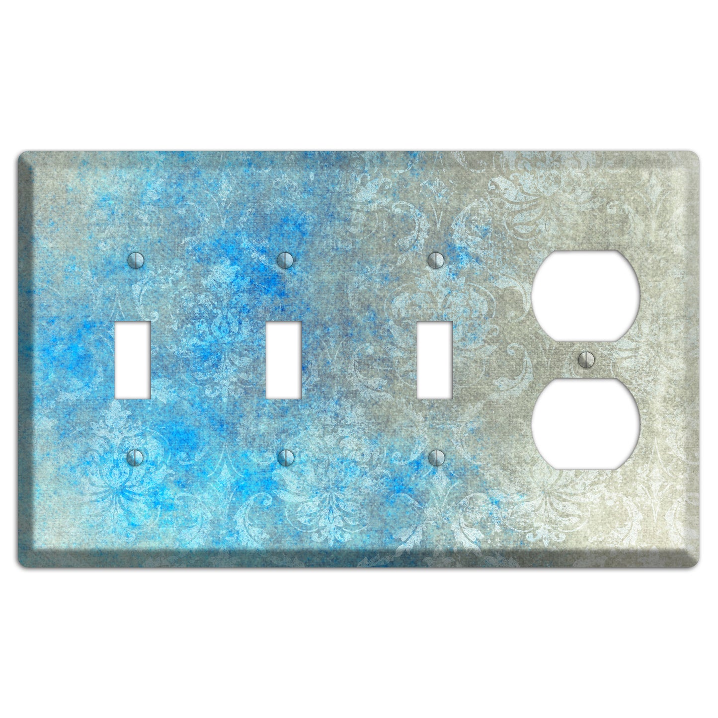 Picton Blue Whimsical Damask 3 Toggle / Duplex Wallplate
