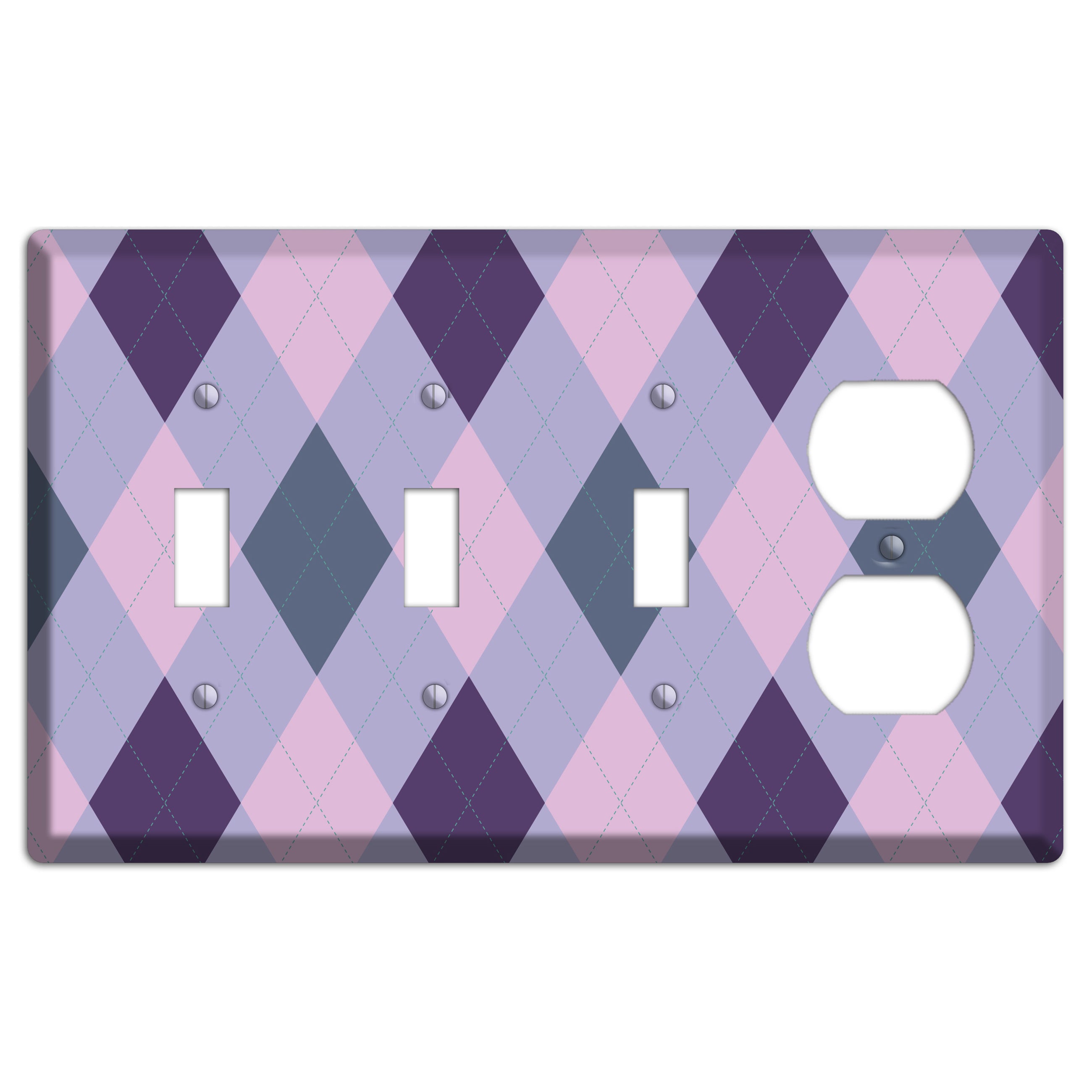 Lilac Argyle 3 Toggle / Duplex Wallplate