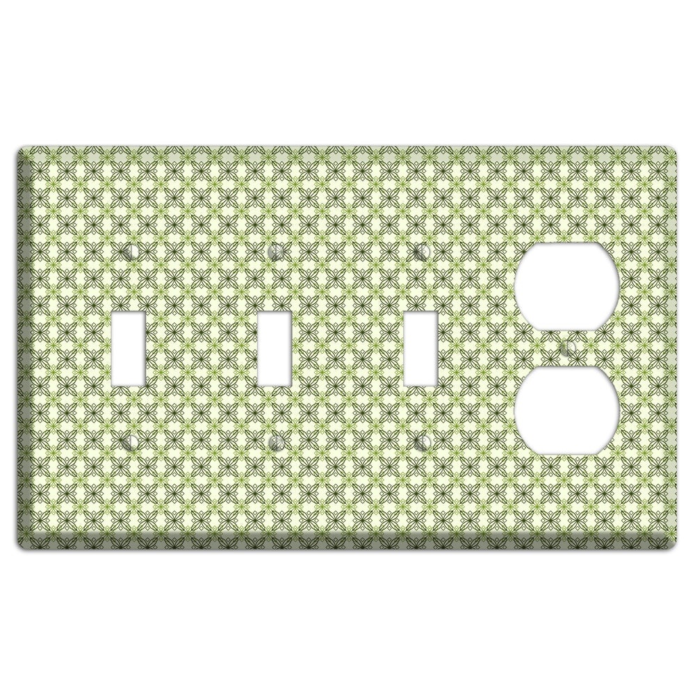 Multi Green Overlain Foulard 3 Toggle / Duplex Wallplate