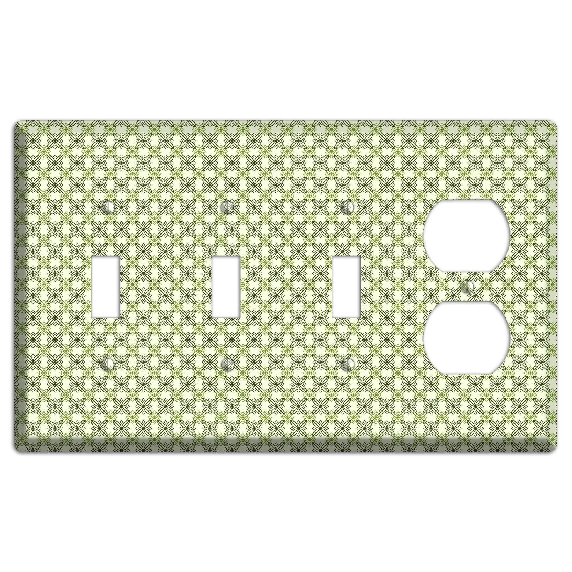 Multi Green Overlain Foulard 3 Toggle / Duplex Wallplate