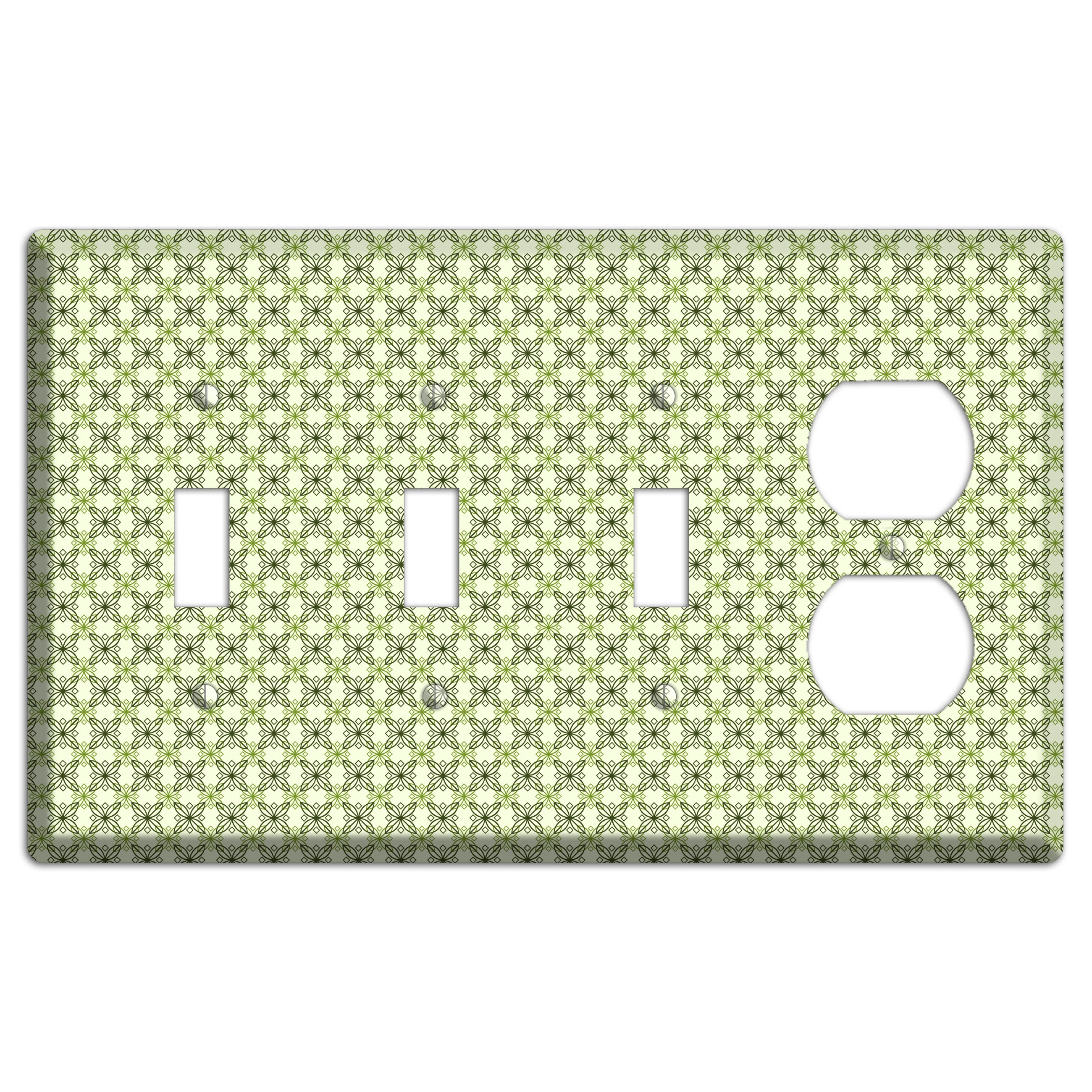 Multi Green Overlain Foulard 3 Toggle / Duplex Wallplate