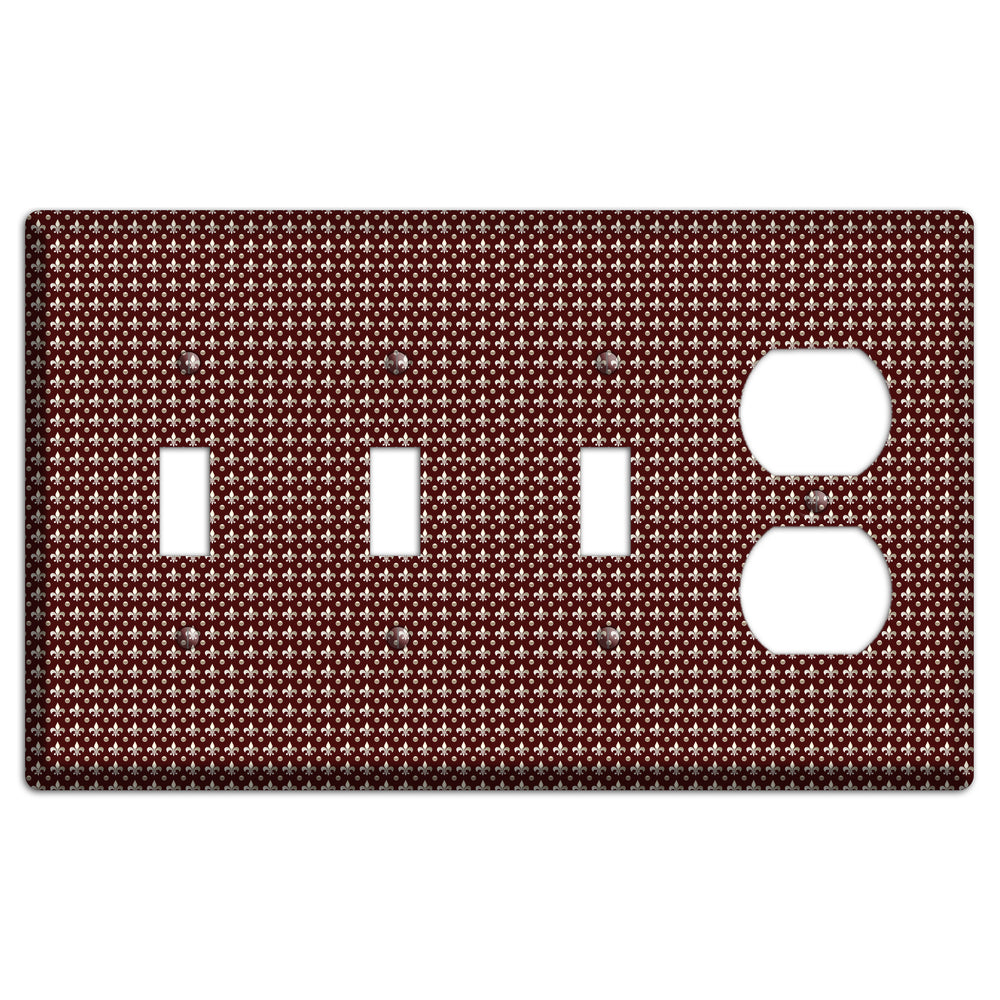 Brown Fleur de Lis 3 Toggle / Duplex Wallplate