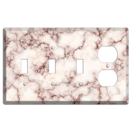 Burgundy Stained Marble 3 Toggle / Duplex Wallplate